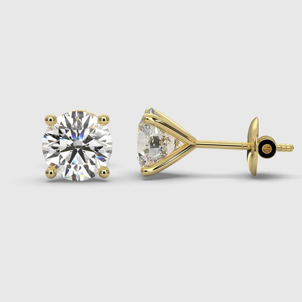 Certified E/VS 3.00Ct Lab Grown Round Diamond Martini Stud Earrings in 18k Yellow Gold - Image 3