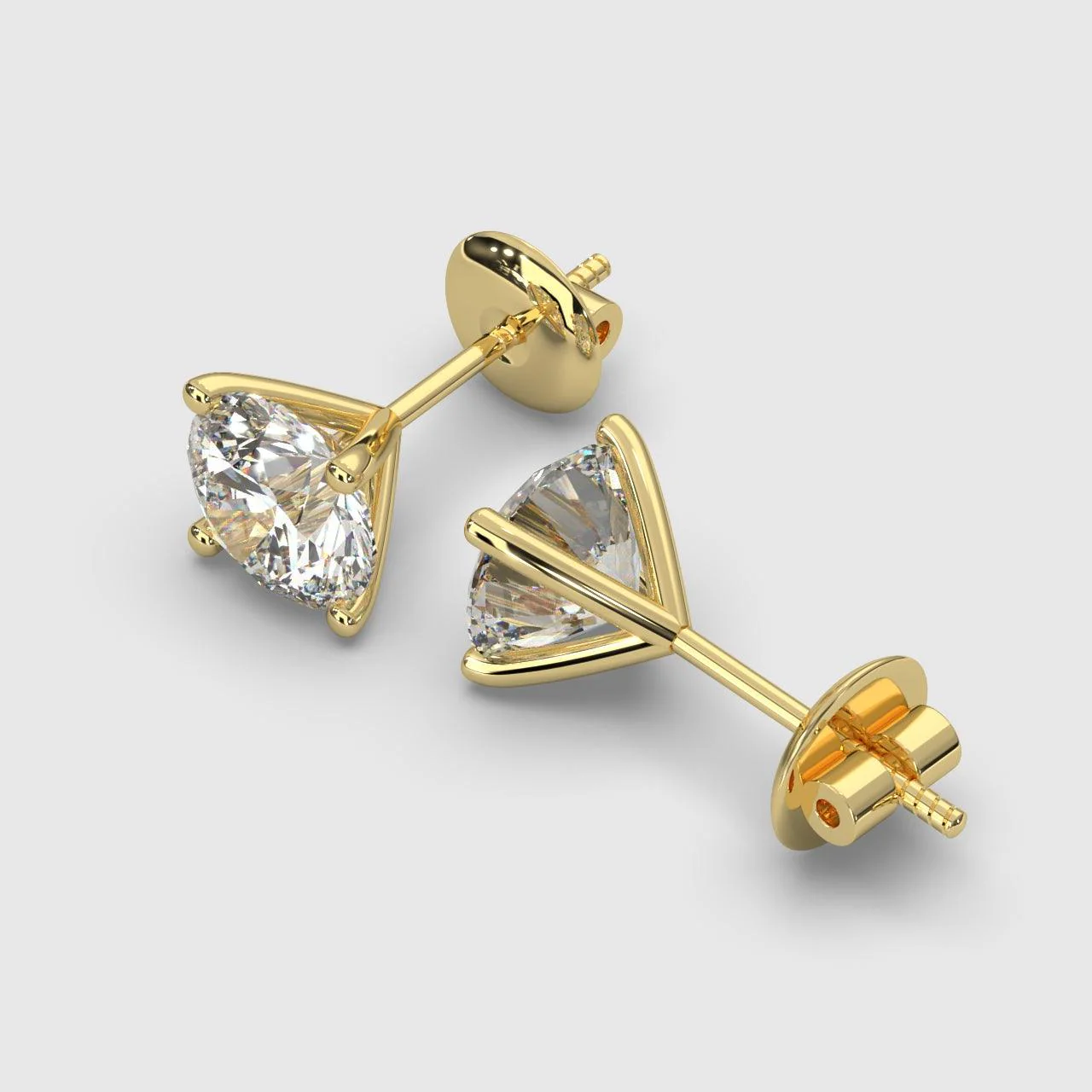 Certified E/VS 3.00Ct Lab Grown Round Diamond Martini Stud Earrings in 18k Yellow Gold - Image 6