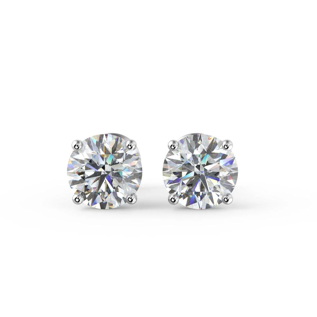 IGI Certified D/VVS2 2.00Ct -3.00Ct Round Diamond Stud Earrings In Platinum / 18k Gold - Image 3