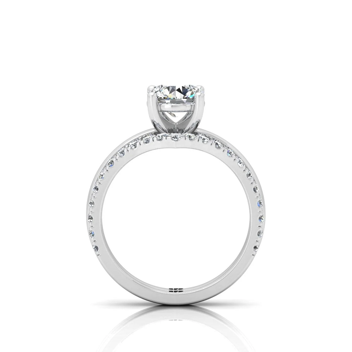 Certified 4 Claw Round Diamond Solitaire Ring With Curved Matching Band - Image 7