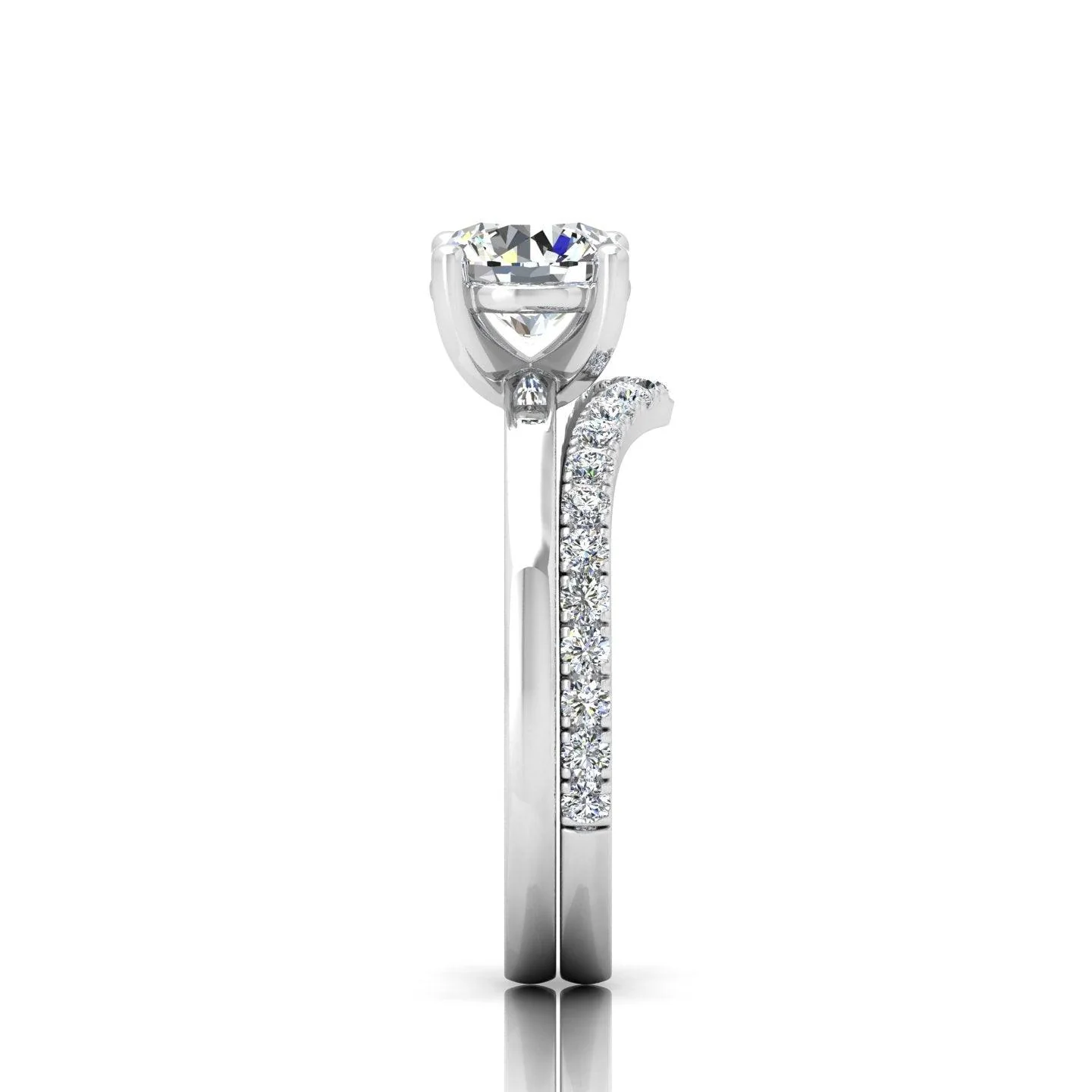Certified 4 Claw Round Diamond Solitaire Ring With Curved Matching Band - Image 8