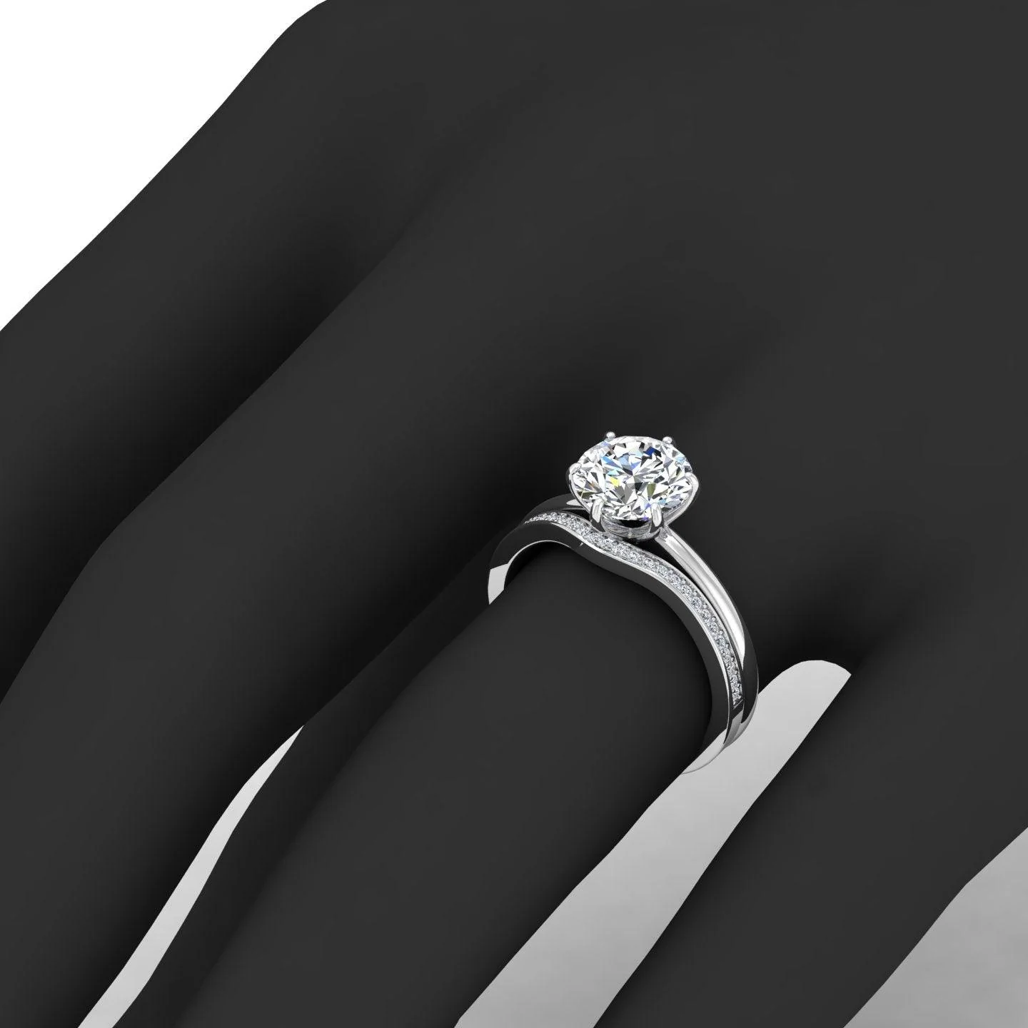 Certified 6 Claw Round Diamond Solitaire Ring With Matching Band - Image 2