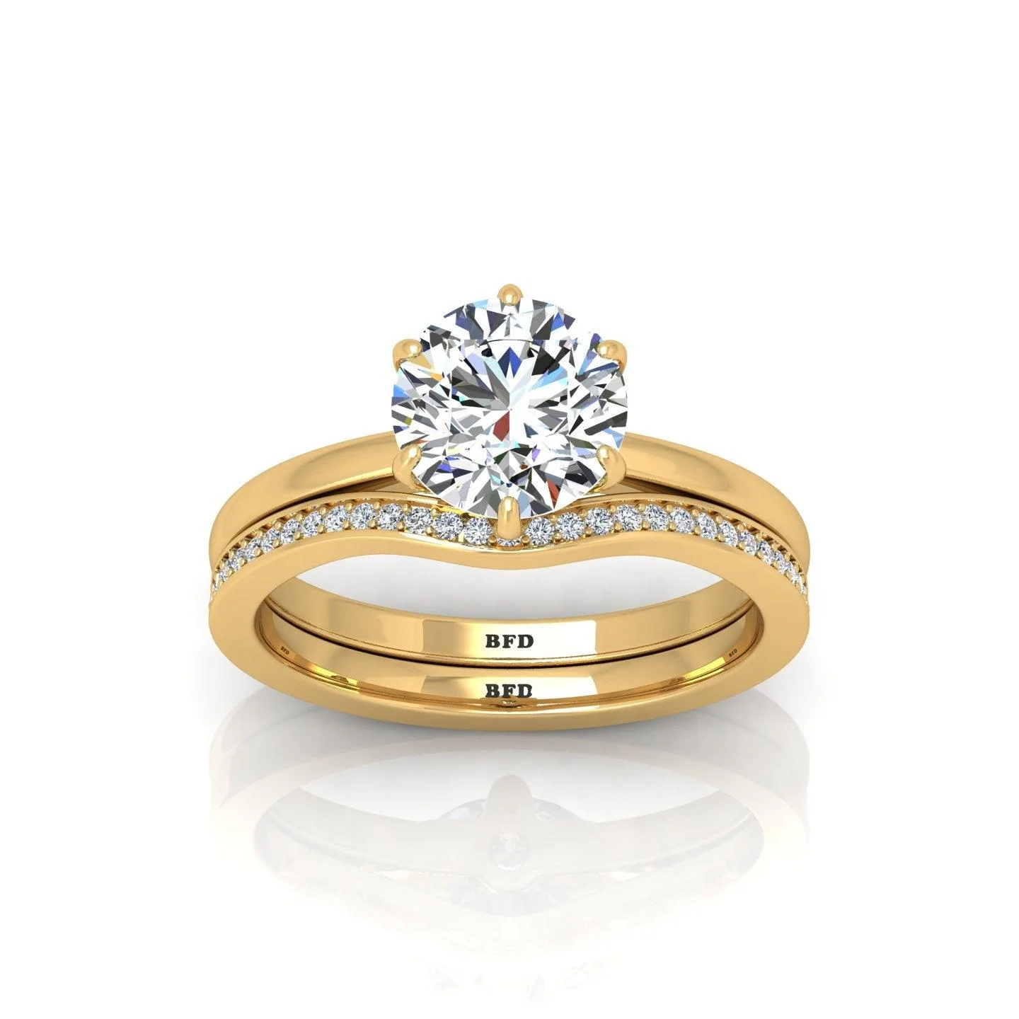 Certified 6 Claw Round Diamond Solitaire Ring With Matching Band - Image 4