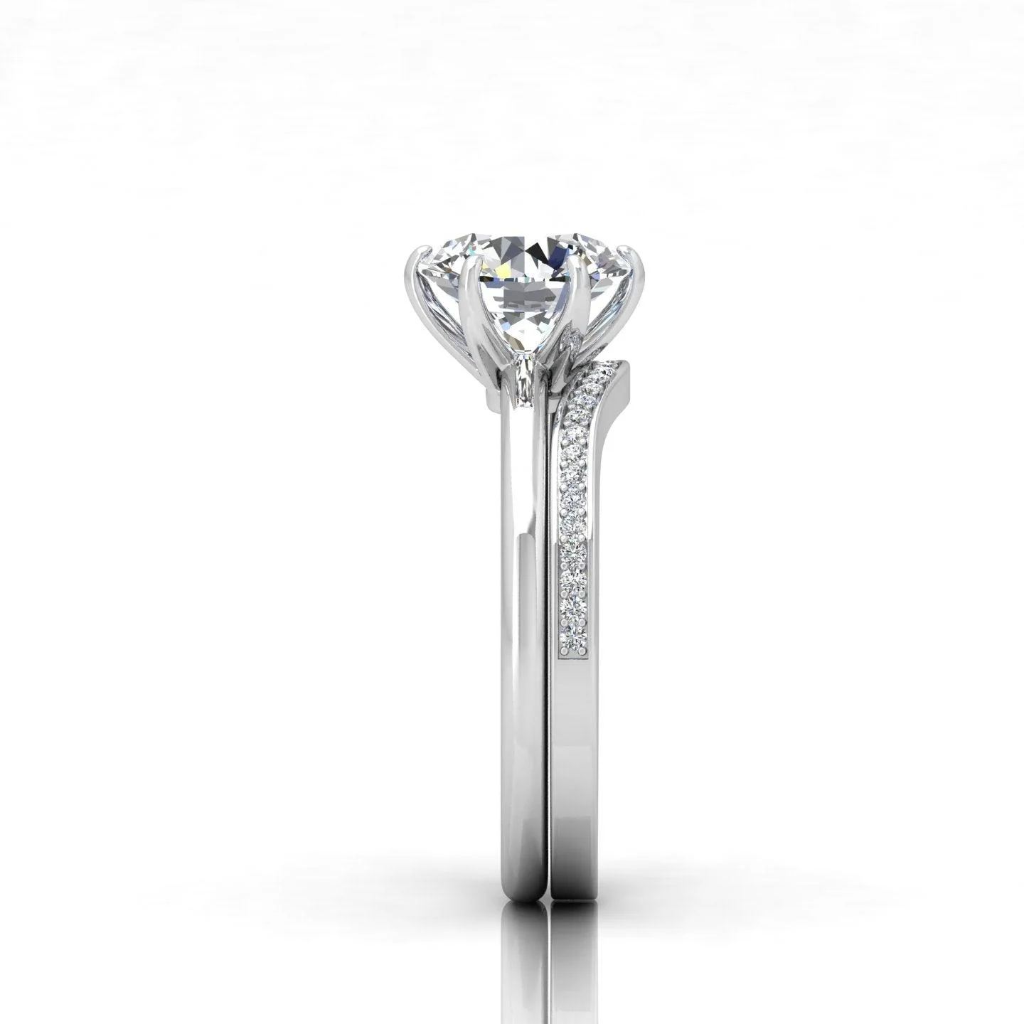Certified 6 Claw Round Diamond Solitaire Ring With Matching Band - Image 7