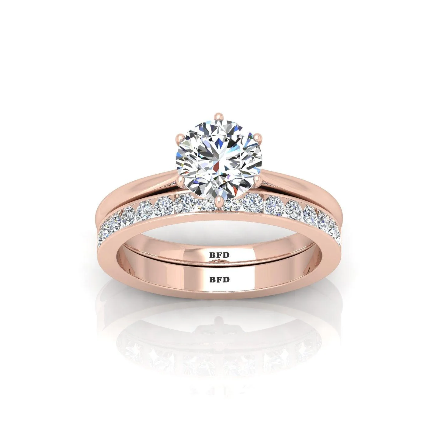Certified 6 Claw Round Diamond Solitaire Ring With Matching Band - Image 5