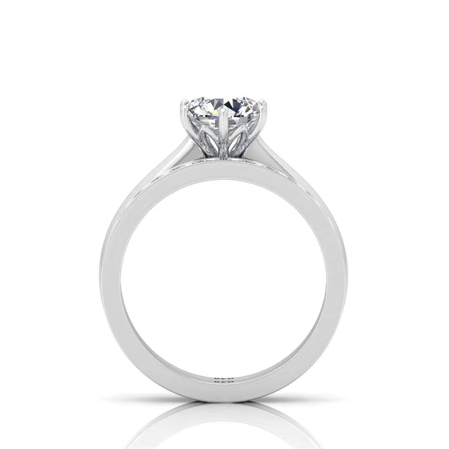 Certified 6 Claw Round Diamond Solitaire Ring With Matching Band - Image 7
