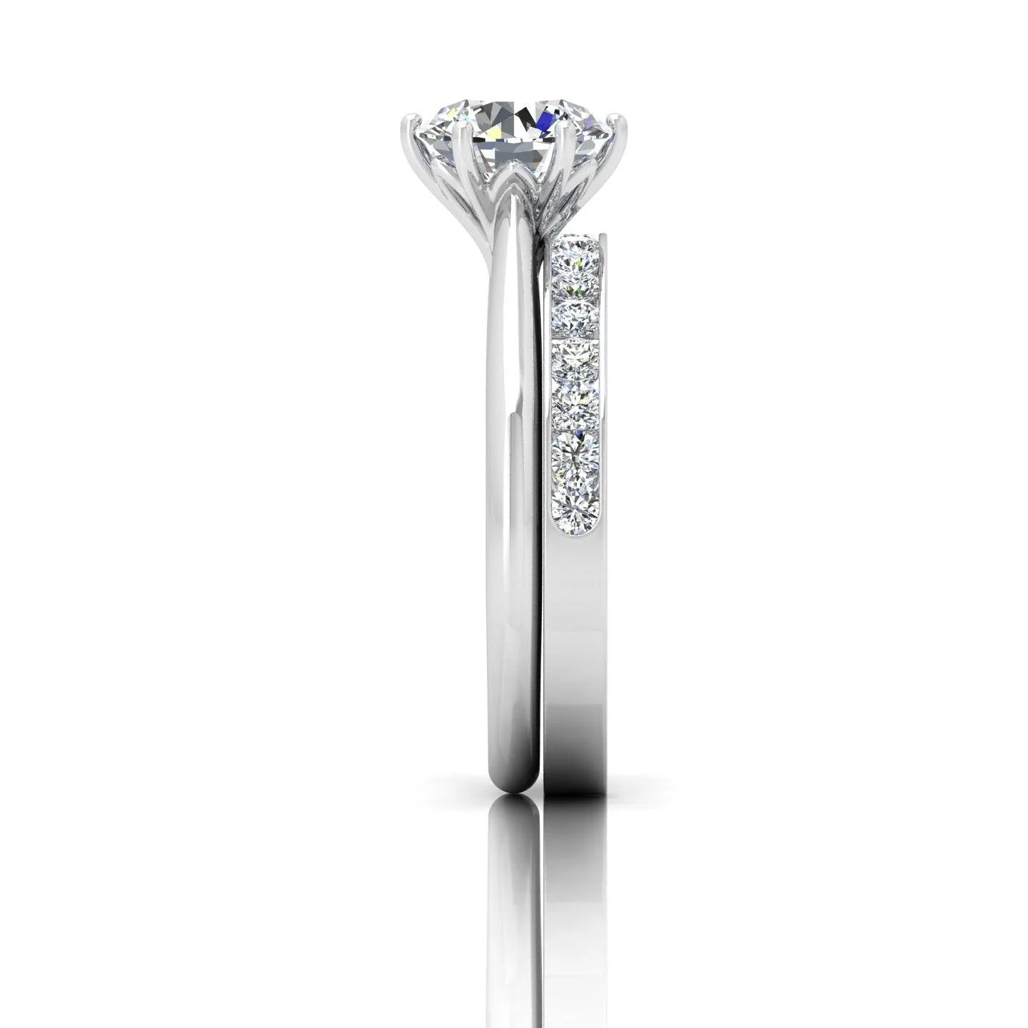 Certified 6 Claw Round Diamond Solitaire Ring With Matching Band - Image 8