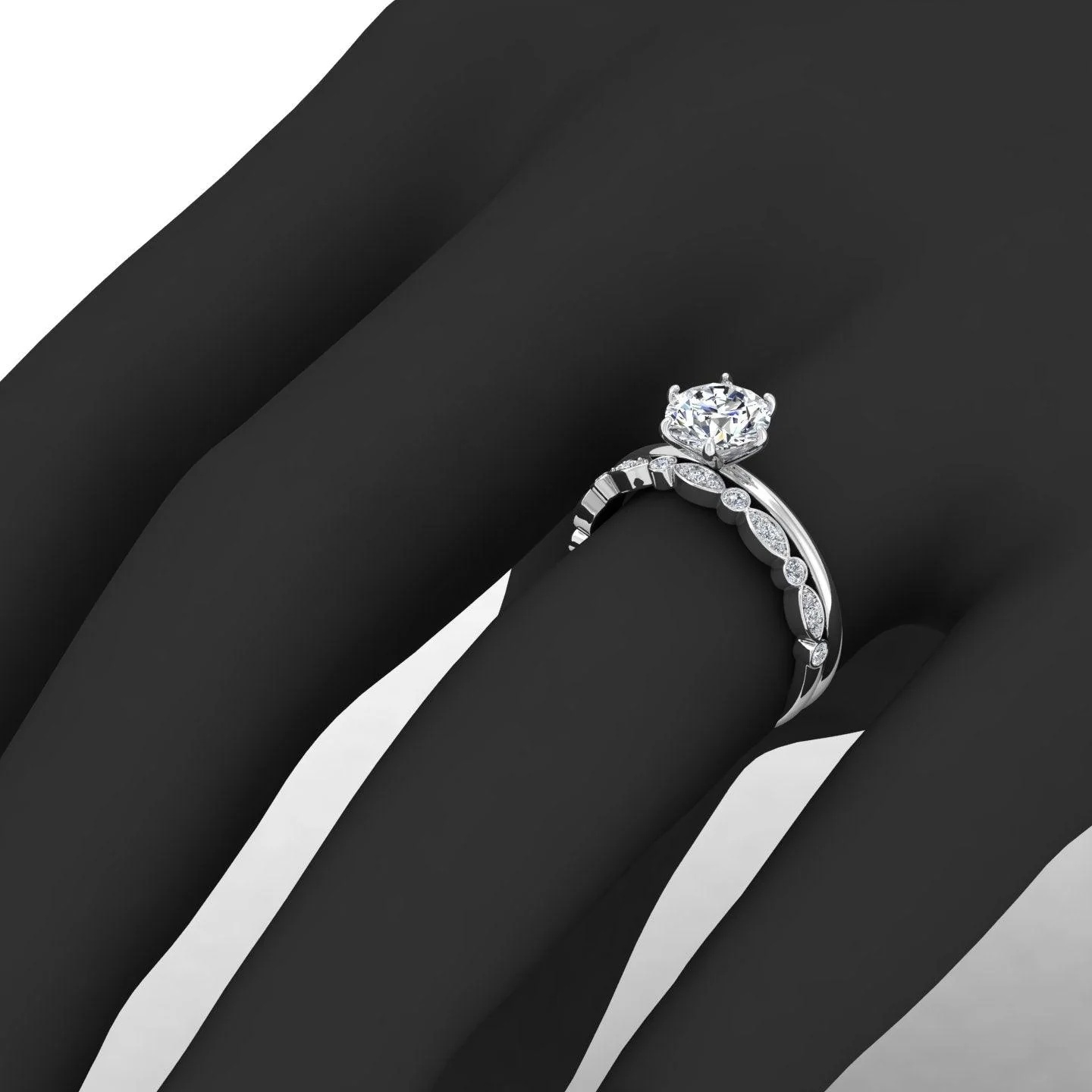 Certified 6 Claw Round Diamond Solitaire Ring With Matching Band - Image 2