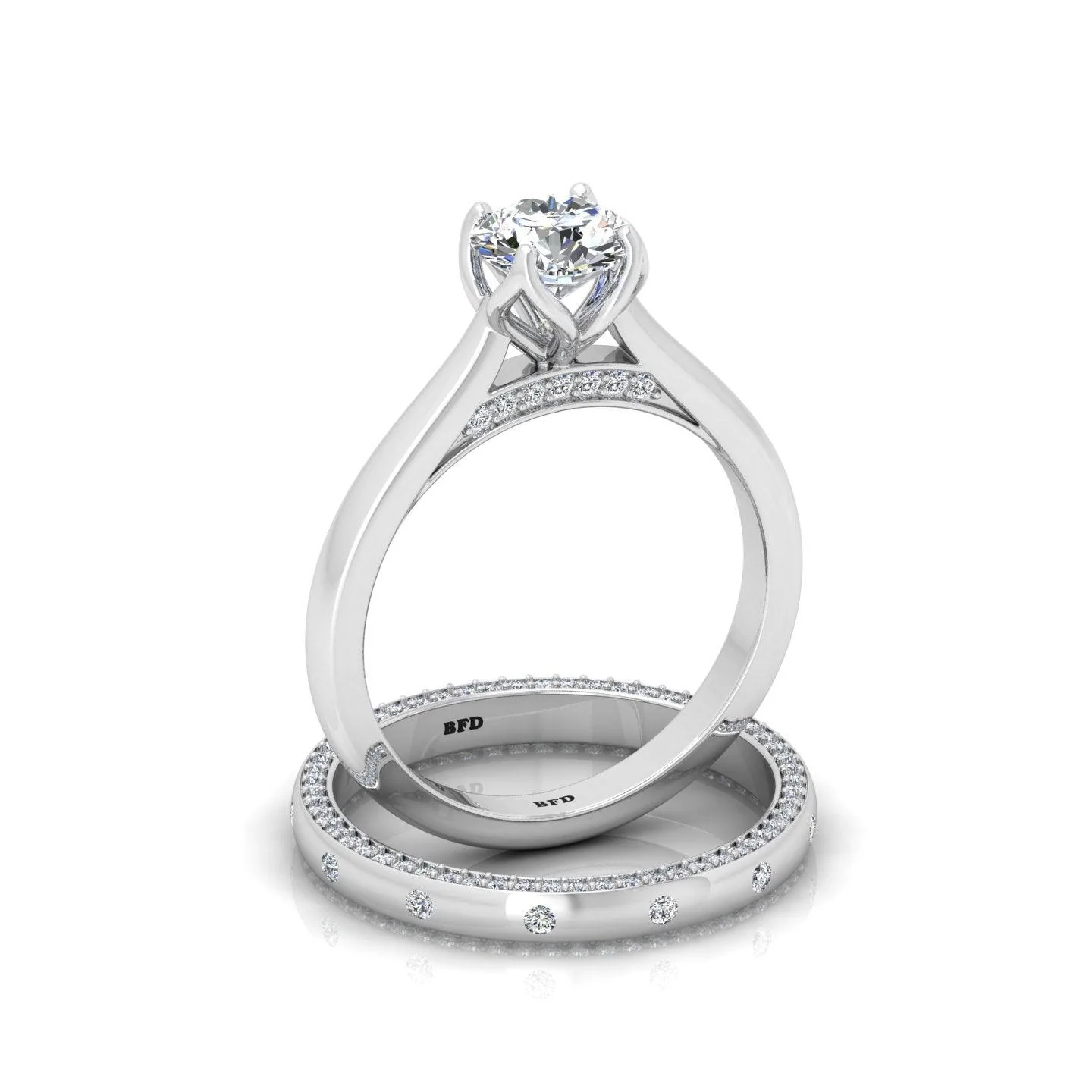 Certified Classic Round Diamond Bridal Set Engagement Ring With Matching Band 2.00Carat E/VS - Image 3