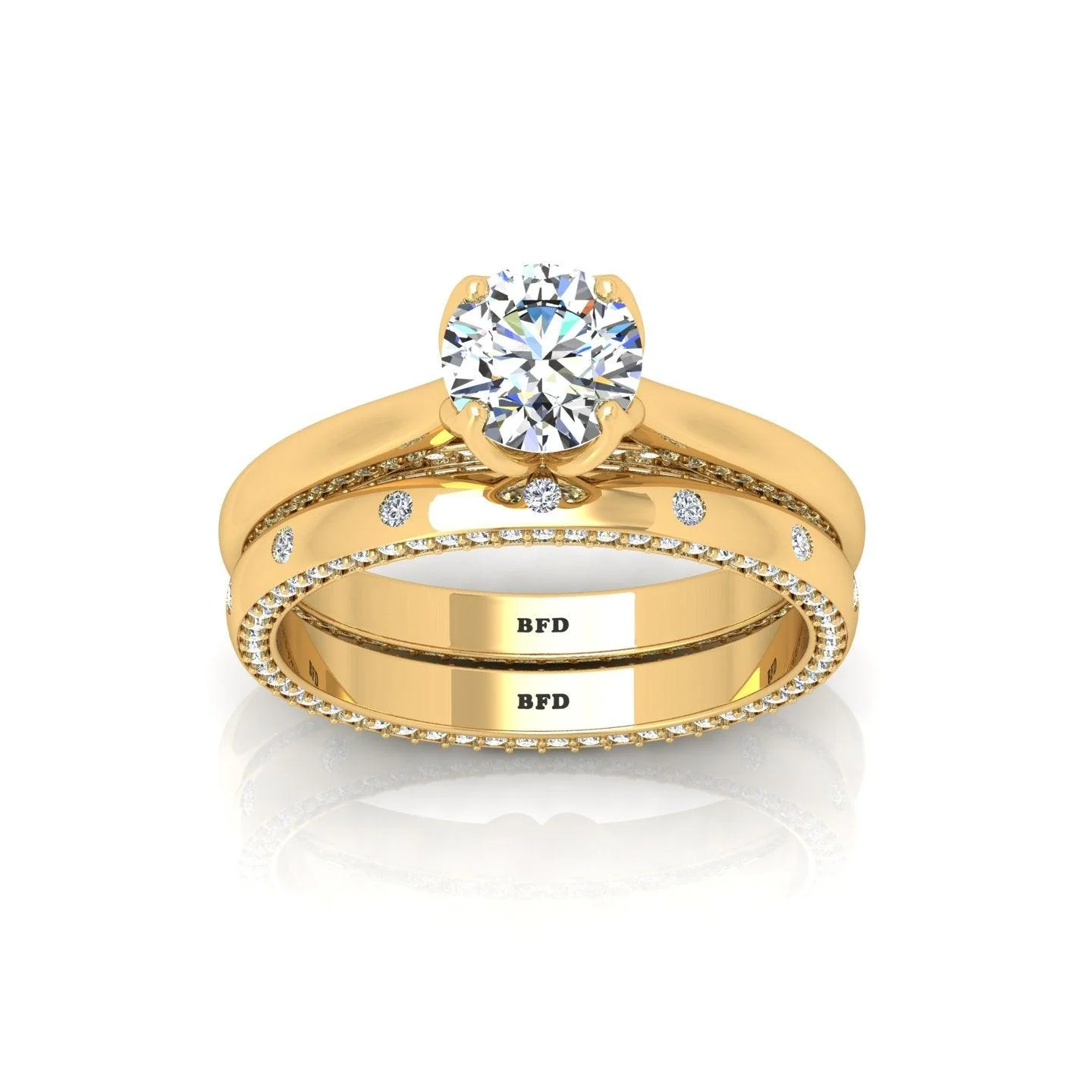 Certified Classic Round Diamond Bridal Set Engagement Ring With Matching Band 2.00Carat E/VS - Image 4