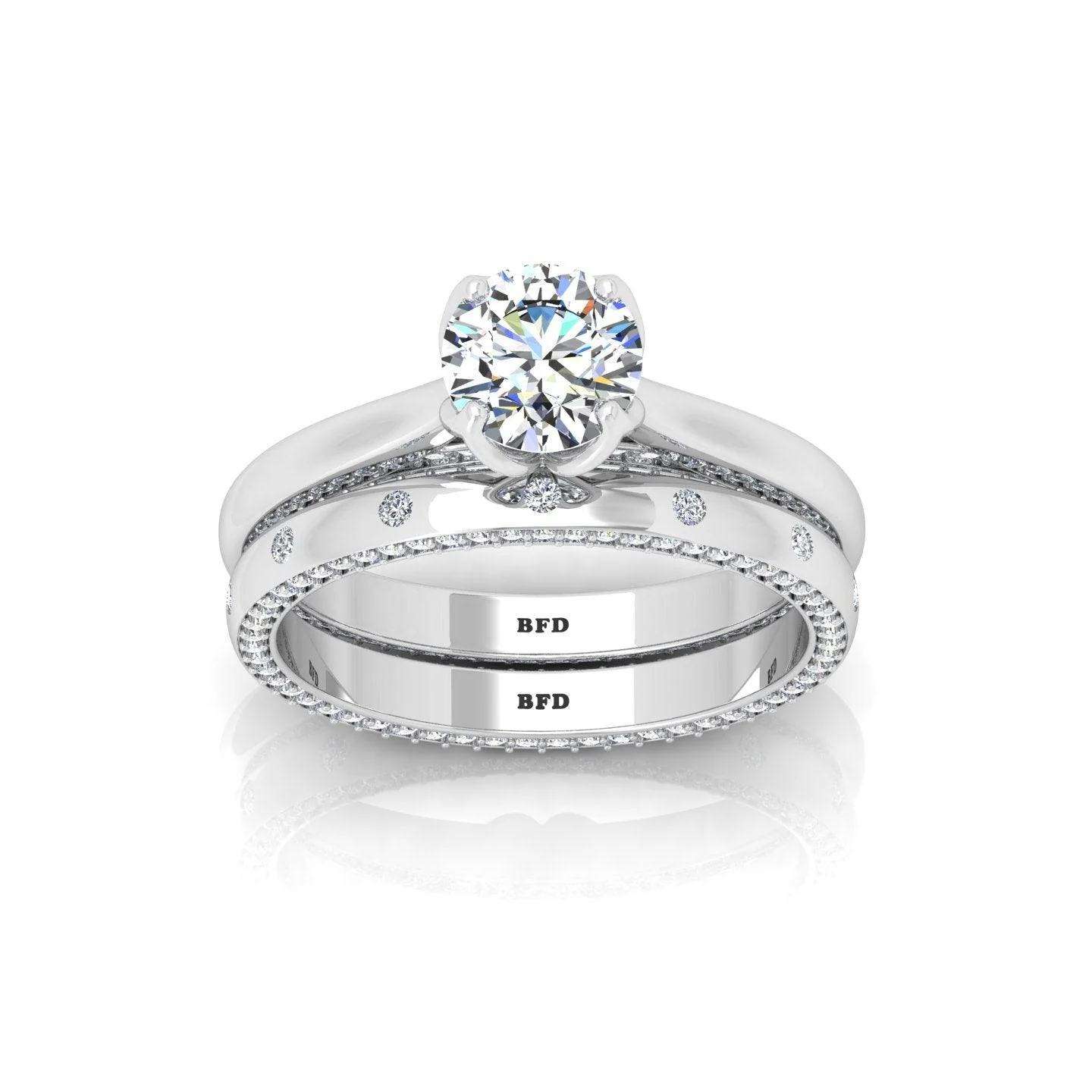 Certified Classic Round Diamond Bridal Set Engagement Ring With Matching Band 2.00Carat E/VS - Image 6