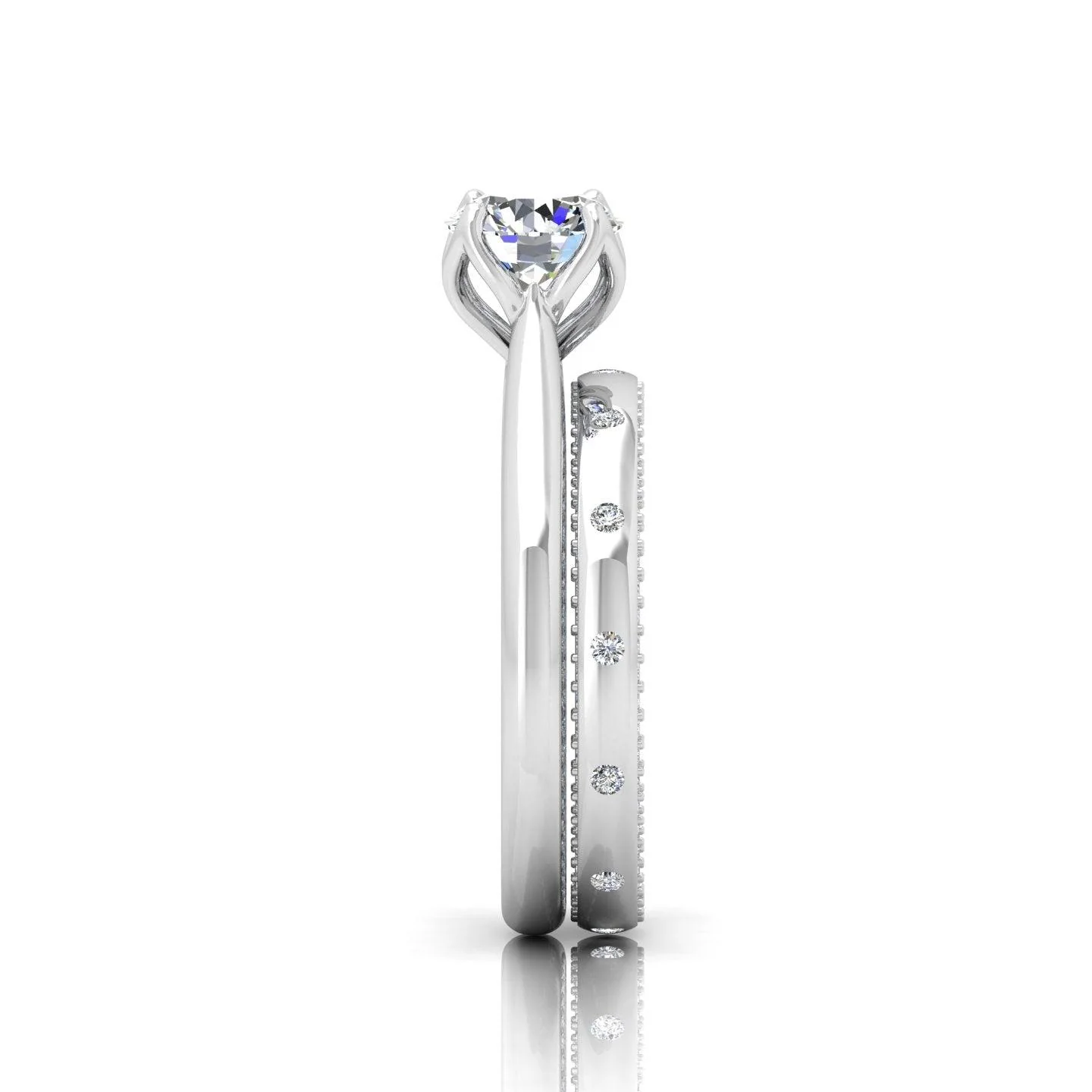 Certified Classic Round Diamond Bridal Set Engagement Ring With Matching Band 2.00Carat E/VS - Image 8