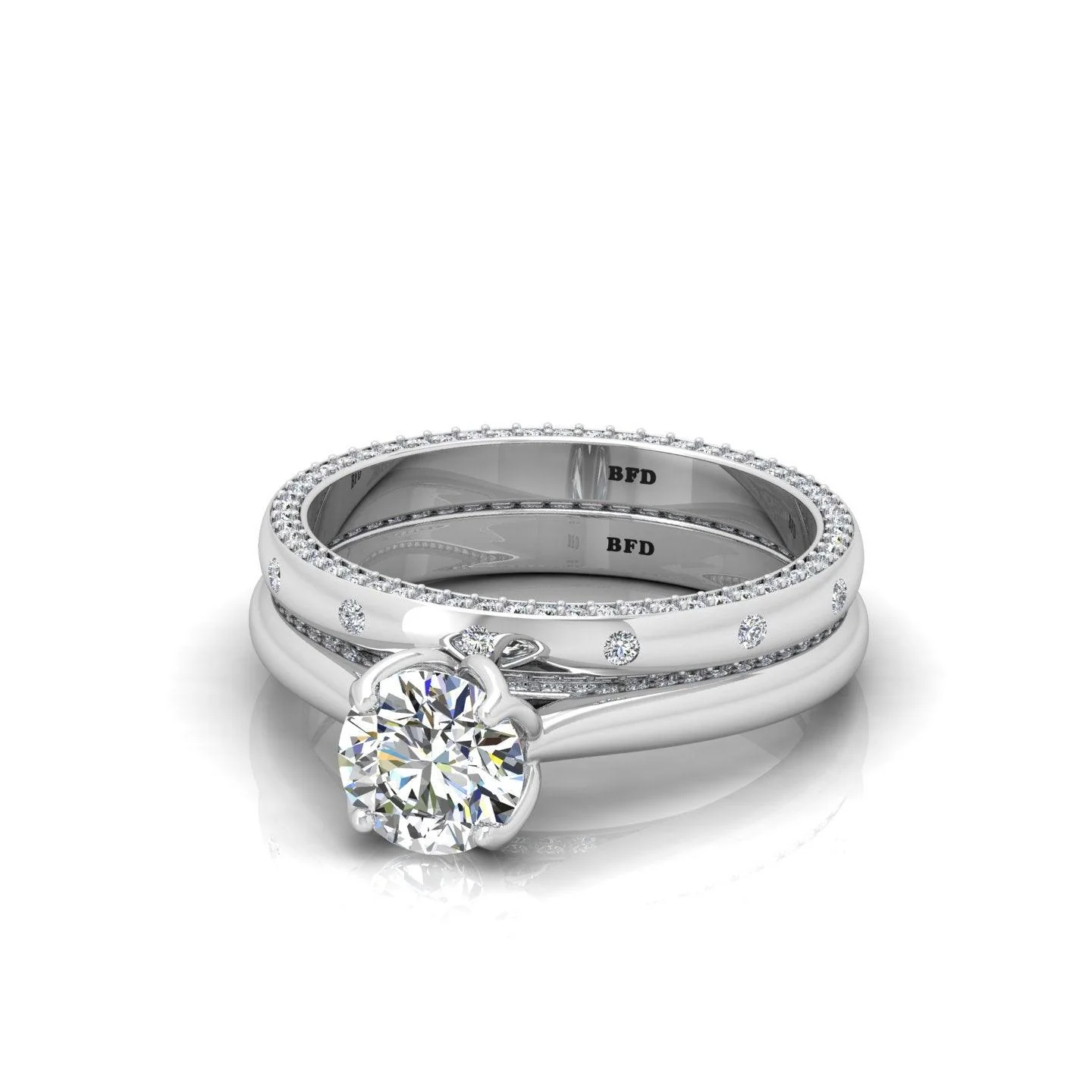 Certified Classic Round Diamond Bridal Set Engagement Ring With Matching Band 2.00Carat E/VS - Image 9