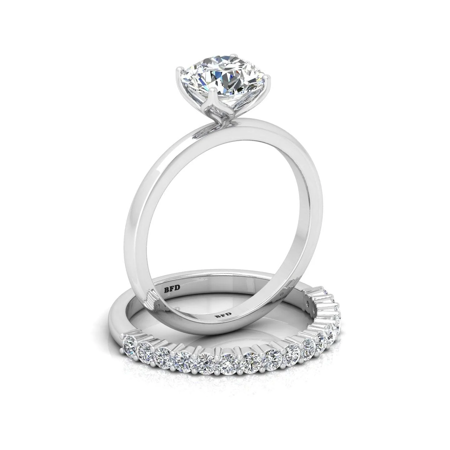 Certified Classic Round Diamond Solitaire Ring With Diamond Matching Band 1.50Ct E/VS - Image 3