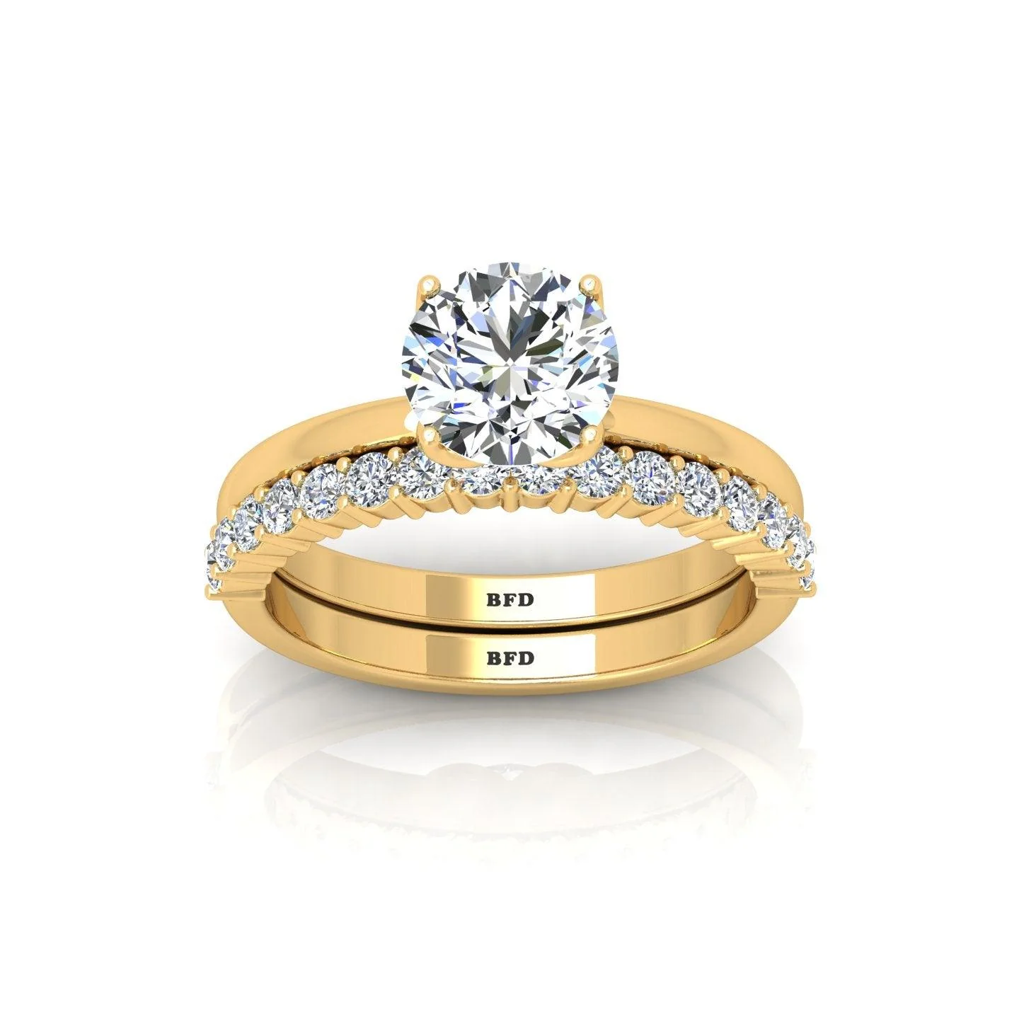 Certified Classic Round Diamond Solitaire Ring With Diamond Matching Band 1.50Ct E/VS - Image 4