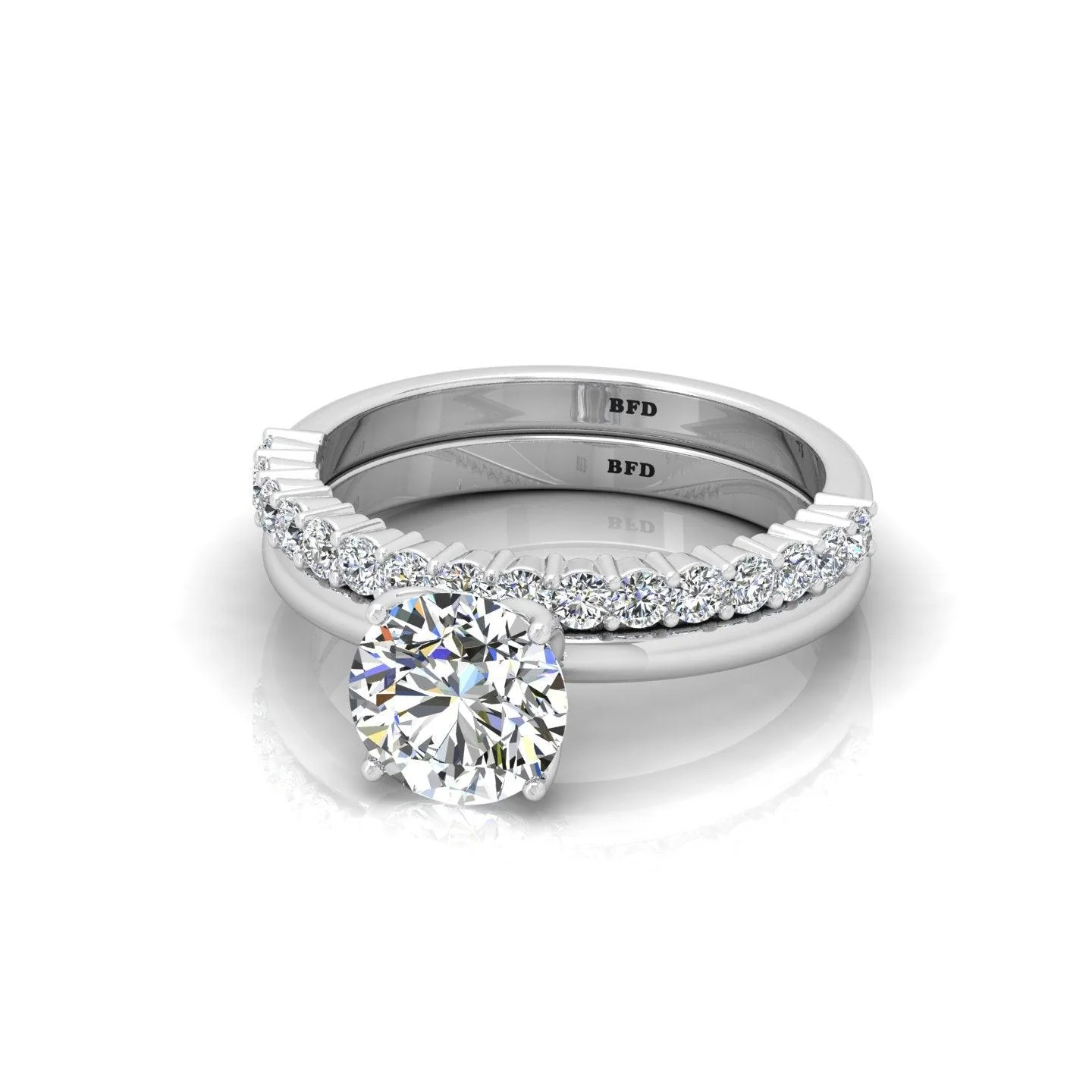 Certified Classic Round Diamond Solitaire Ring With Diamond Matching Band 1.50Ct E/VS - Image 9