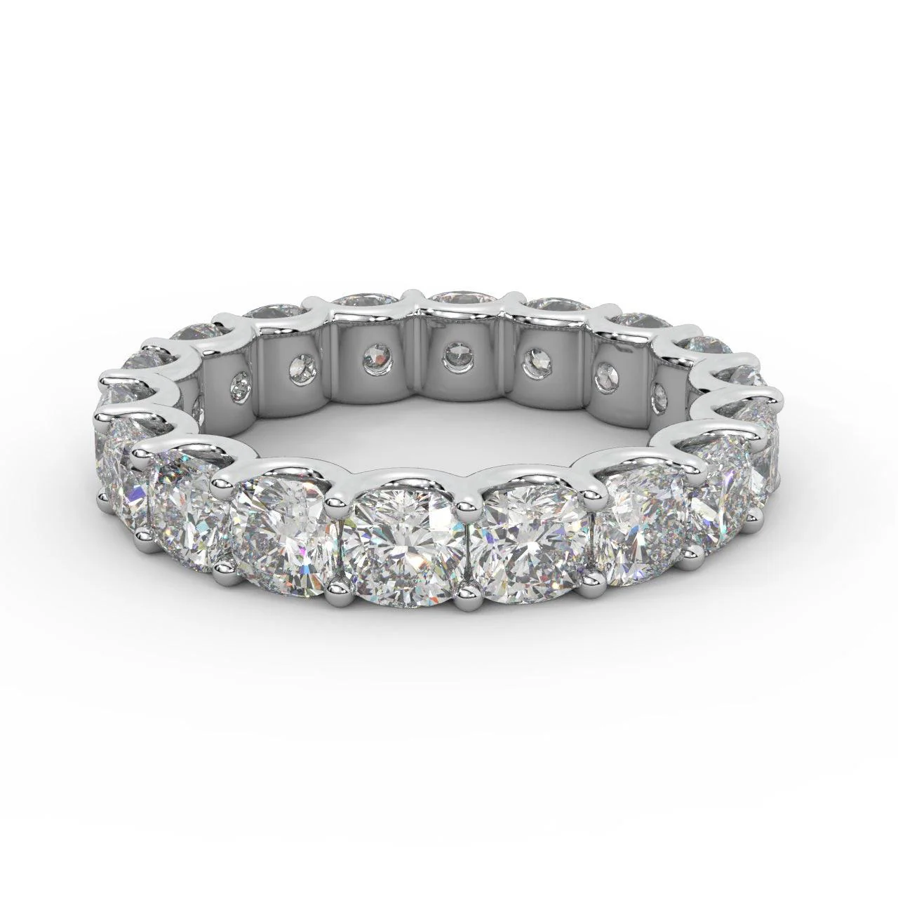 Certified Cushion Diamond U Prong Full Eternity Ring For Women in Platinum D-E/VS 5.00Ct - 6.50Ct - Image 6