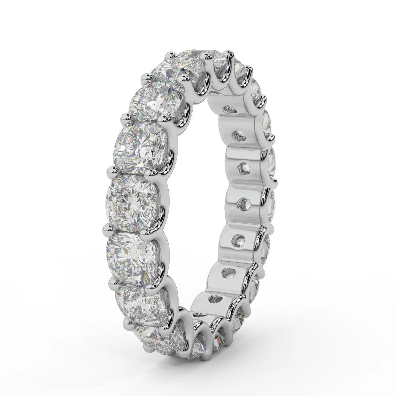 Certified Cushion Diamond U Prong Full Eternity Ring For Women in Platinum D-E/VS 5.00Ct - 6.50Ct - Image 8