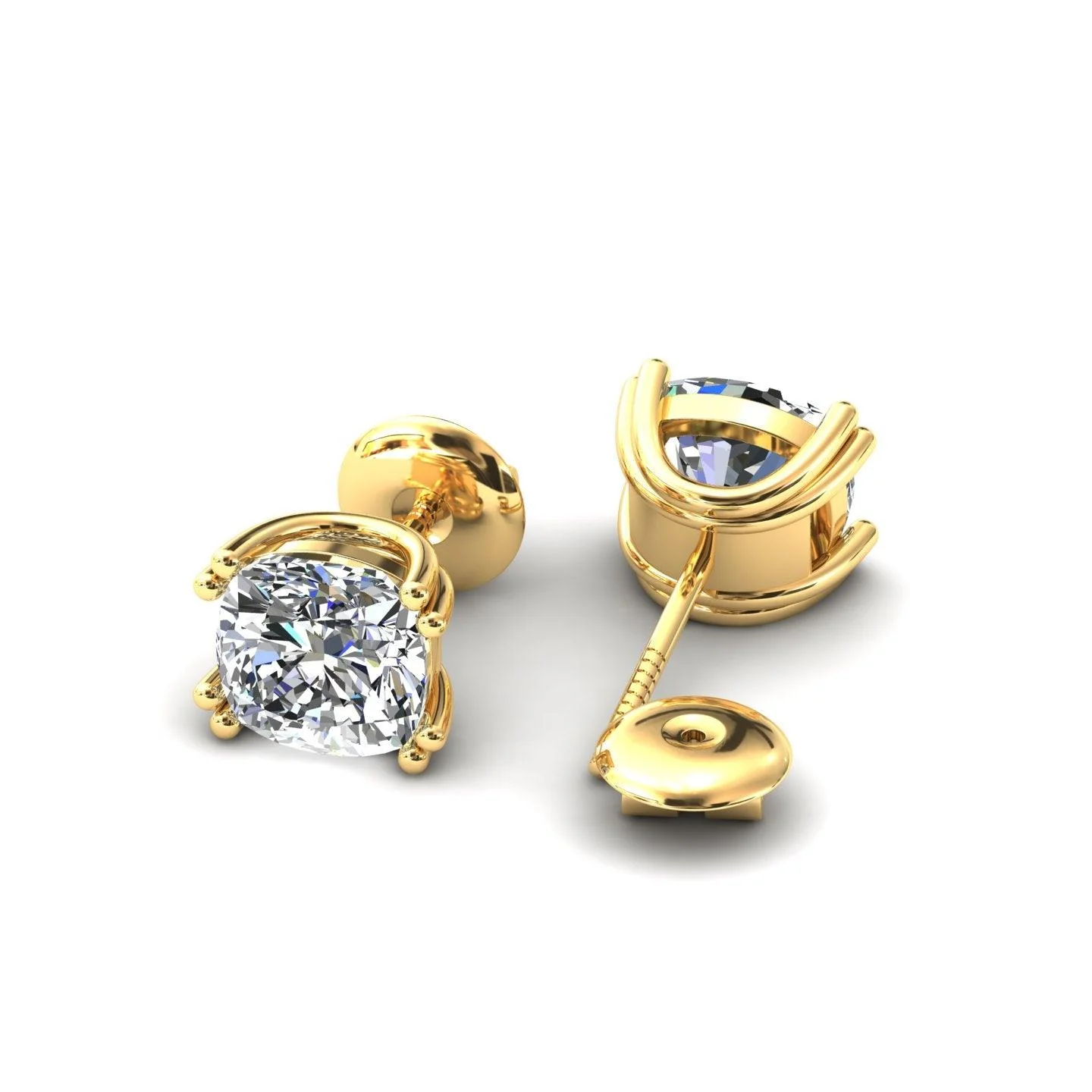 Certified F/VS 2.00Ct Cushion Diamond Stud Earrings in 18k Gold / Platinum - Image 3