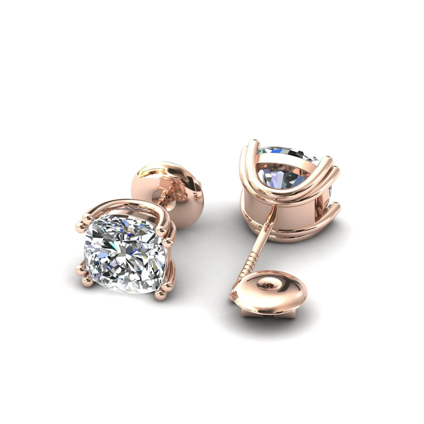 Certified F/VS 2.00Ct Cushion Diamond Stud Earrings in 18k Gold / Platinum - Image 4