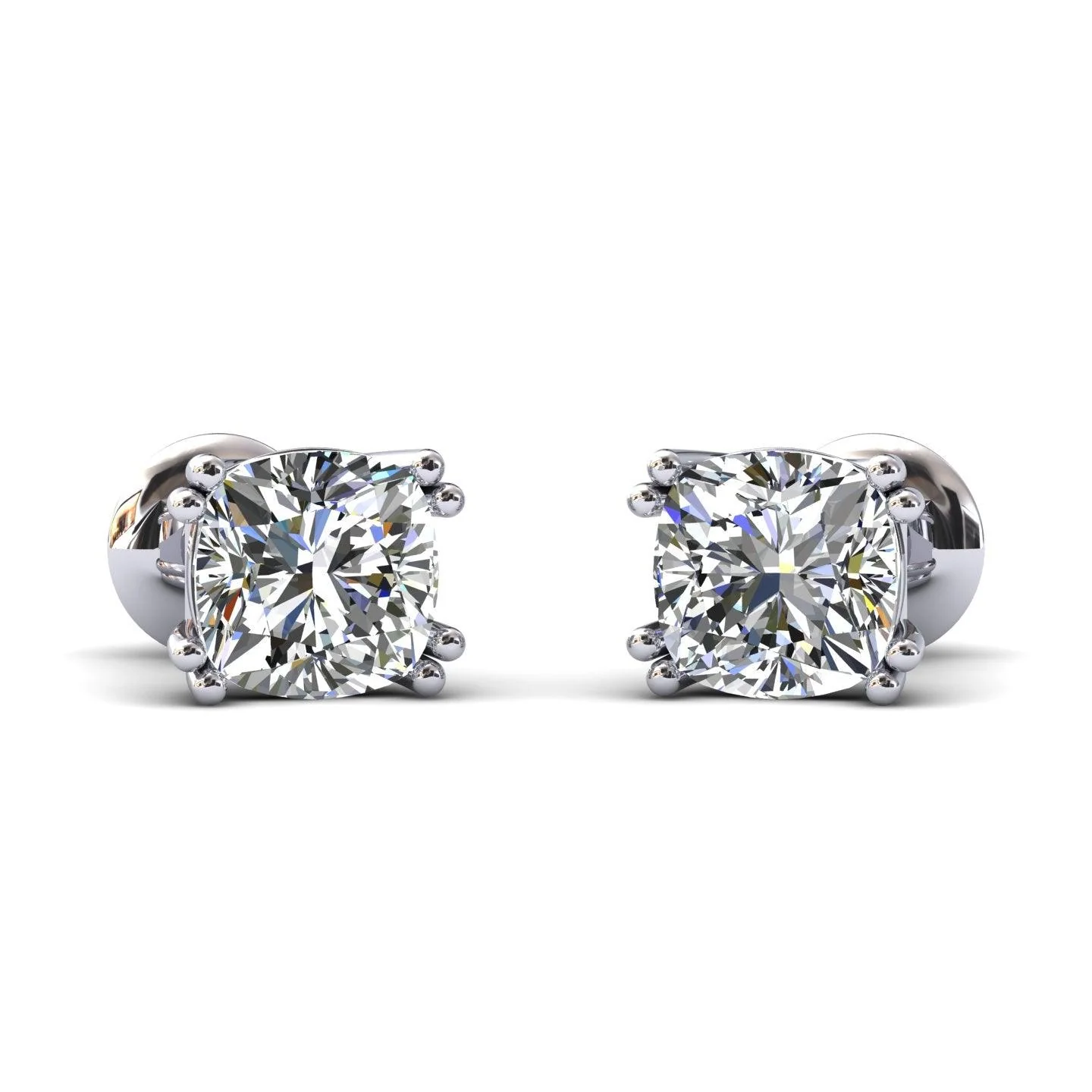 Certified F/VS 2.00Ct Cushion Diamond Stud Earrings in 18k Gold / Platinum - Image 5