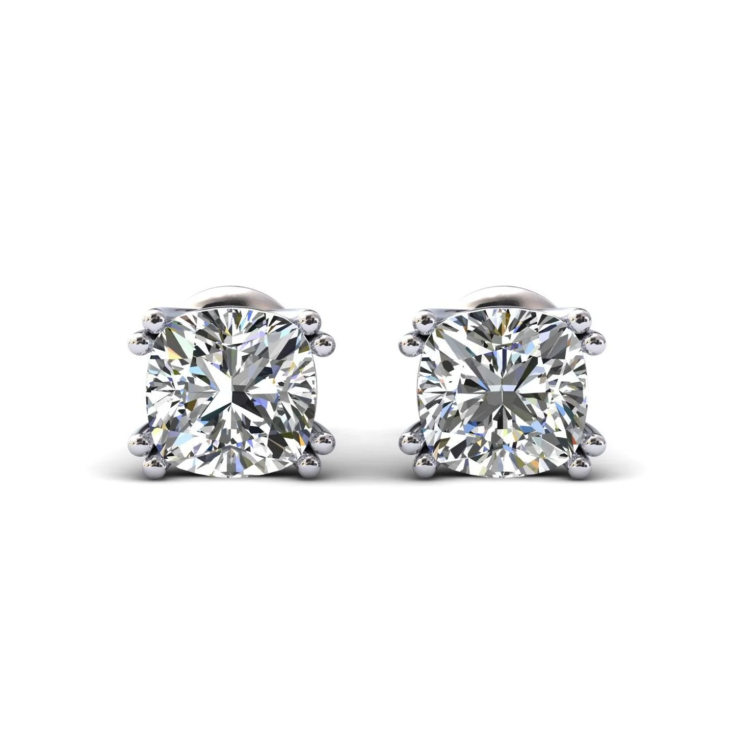 Certified F/VS 2.00Ct Cushion Diamond Stud Earrings in 18k Gold / Platinum - Image 6