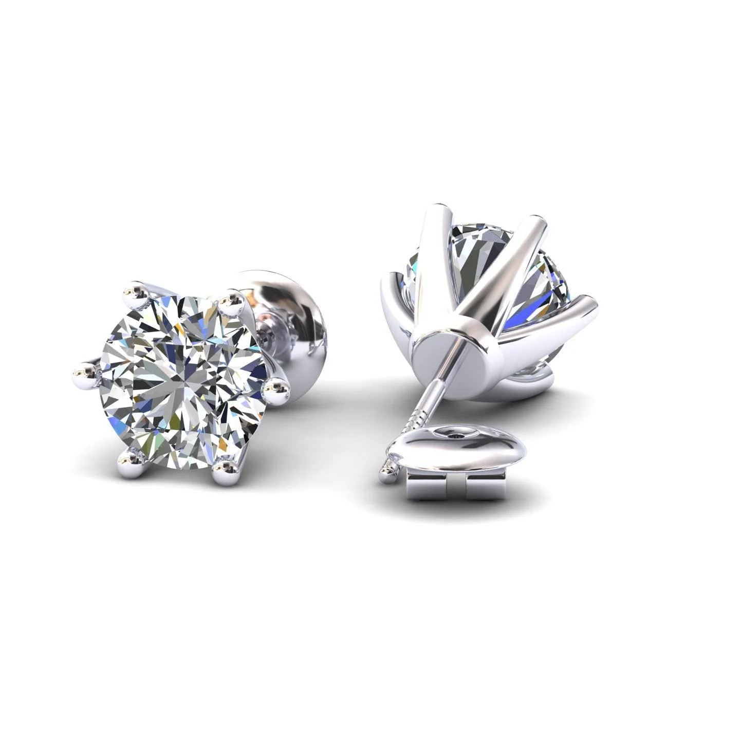 Certified D/VS 2.00Ct 6 Claw Round Diamond Stud Earrings in 18k Gold / Platinum - Image 2