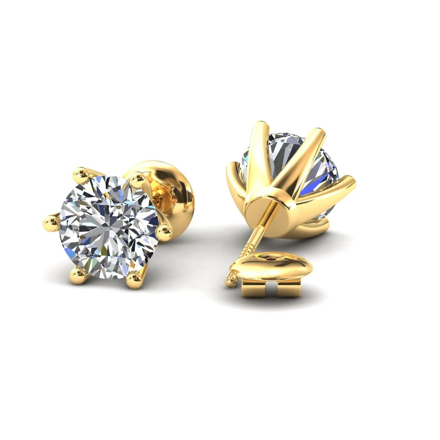 Certified D/VS 2.00Ct 6 Claw Round Diamond Stud Earrings in 18k Gold / Platinum - Image 3