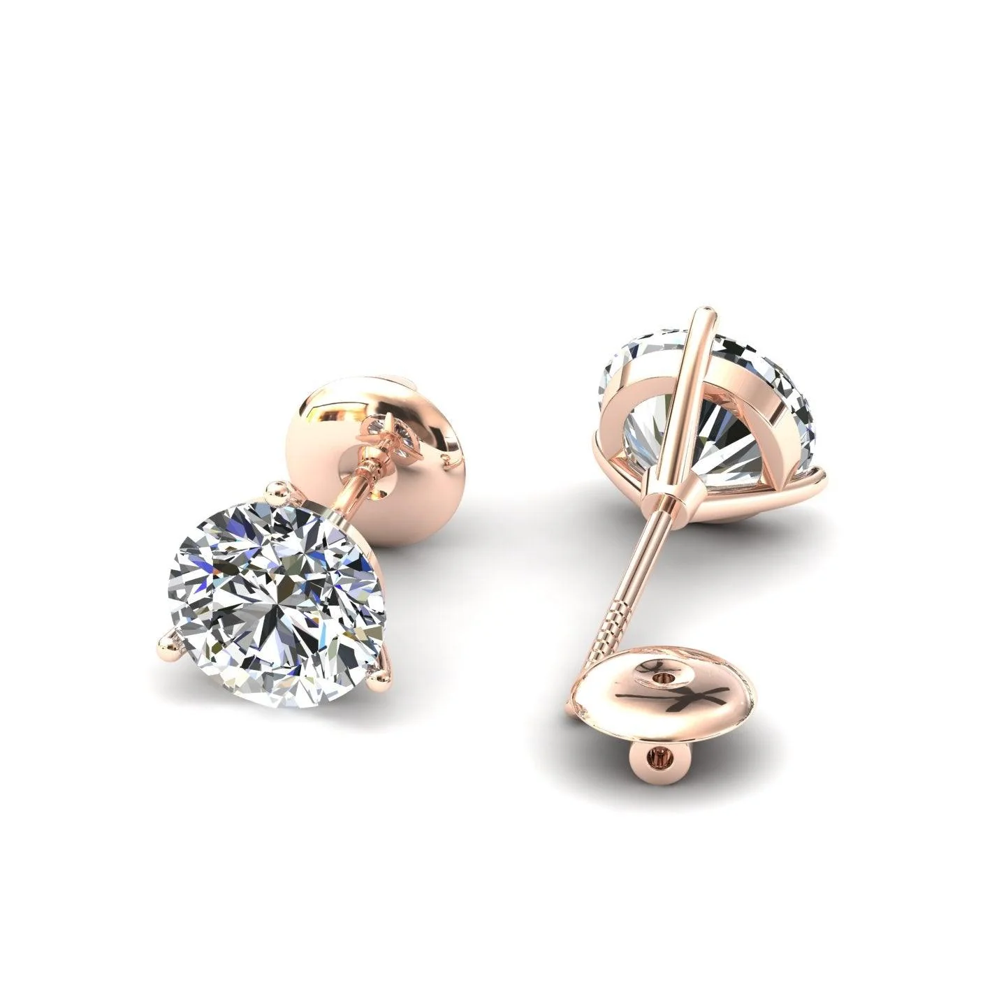 Certified D/VS 2.00Ct Martini Style Round Diamond Stud Earrings in 18k Gold / Platinum - Image 4