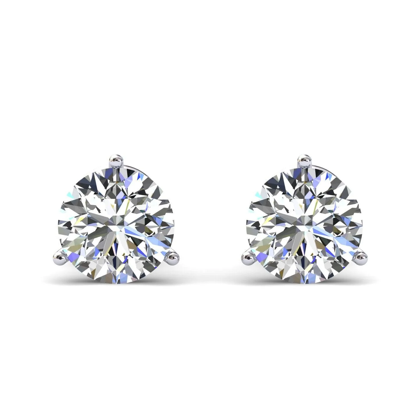 Certified D/VS 2.00Ct Martini Style Round Diamond Stud Earrings in 18k Gold / Platinum - Image 5