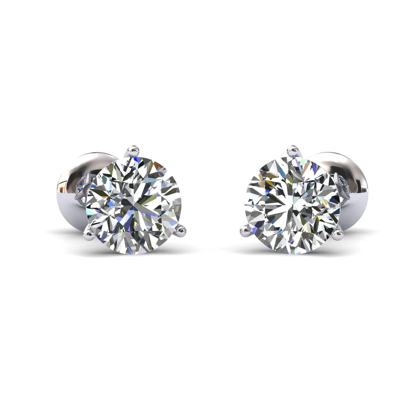 Certified D/VS 2.00Ct Martini Style Round Diamond Stud Earrings in 18k Gold / Platinum - Image 9