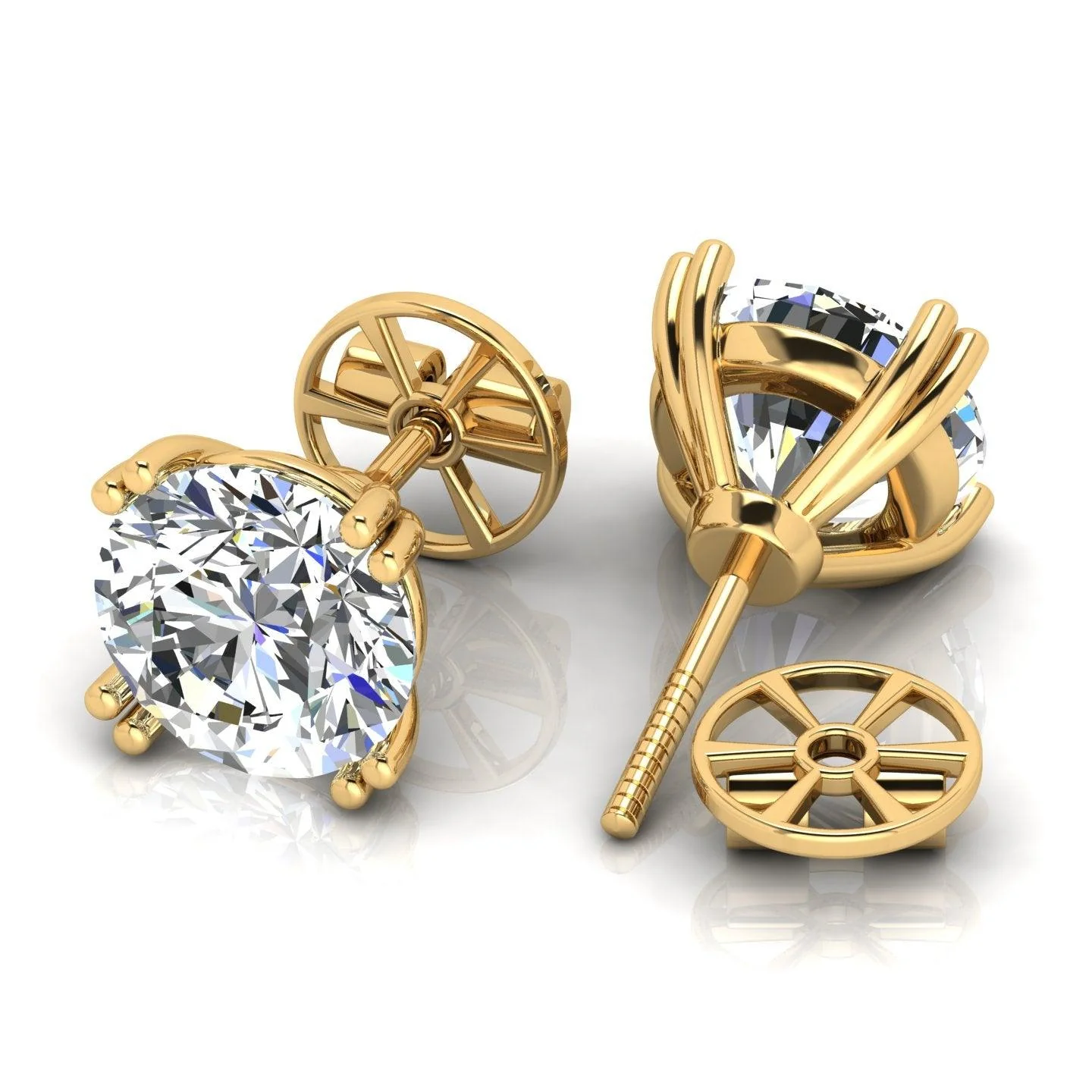 Certified D/VS 2.00Ct Double Prong Round Diamond Stud Earrings in 18k Gold / Platinum - Image 3