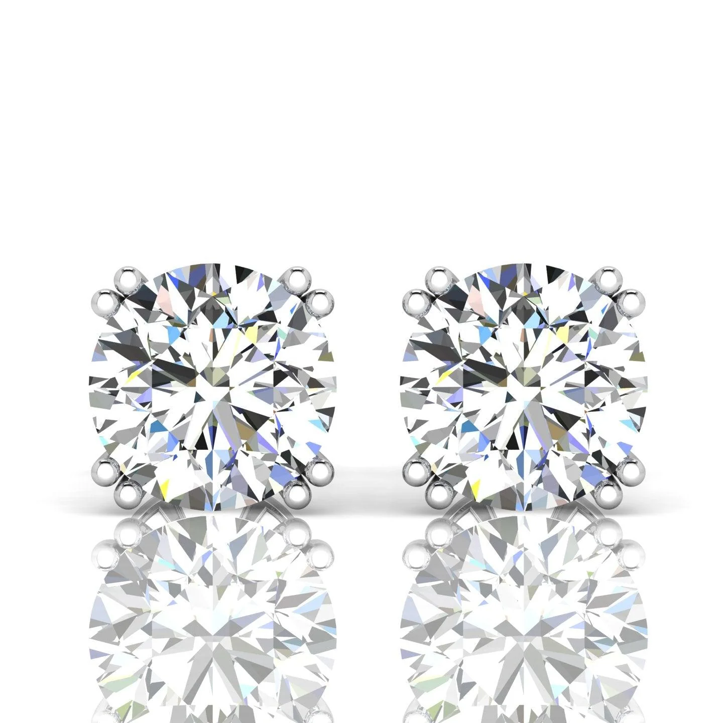 Certified D/VS 2.00Ct Double Prong Round Diamond Stud Earrings in 18k Gold / Platinum - Image 4