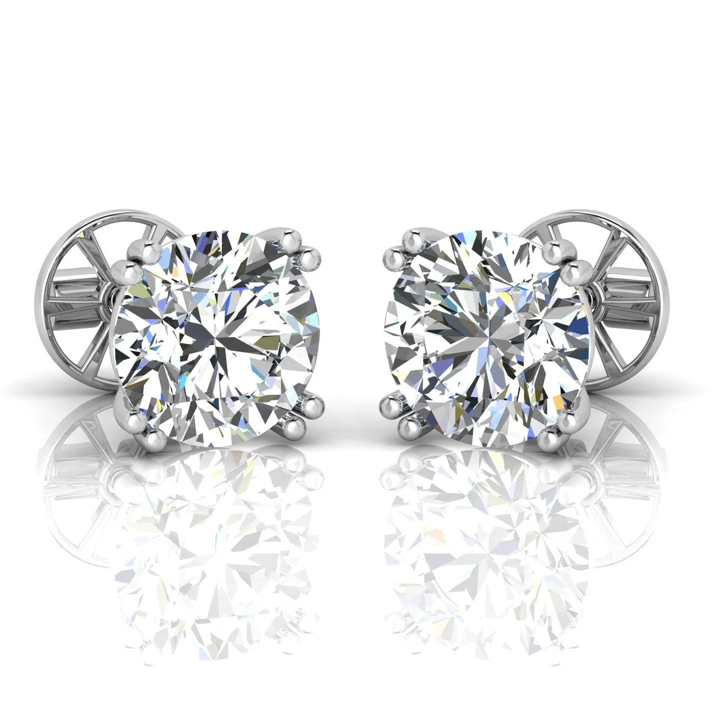 Certified D/VS 2.00Ct Double Prong Round Diamond Stud Earrings in 18k Gold / Platinum - Image 5
