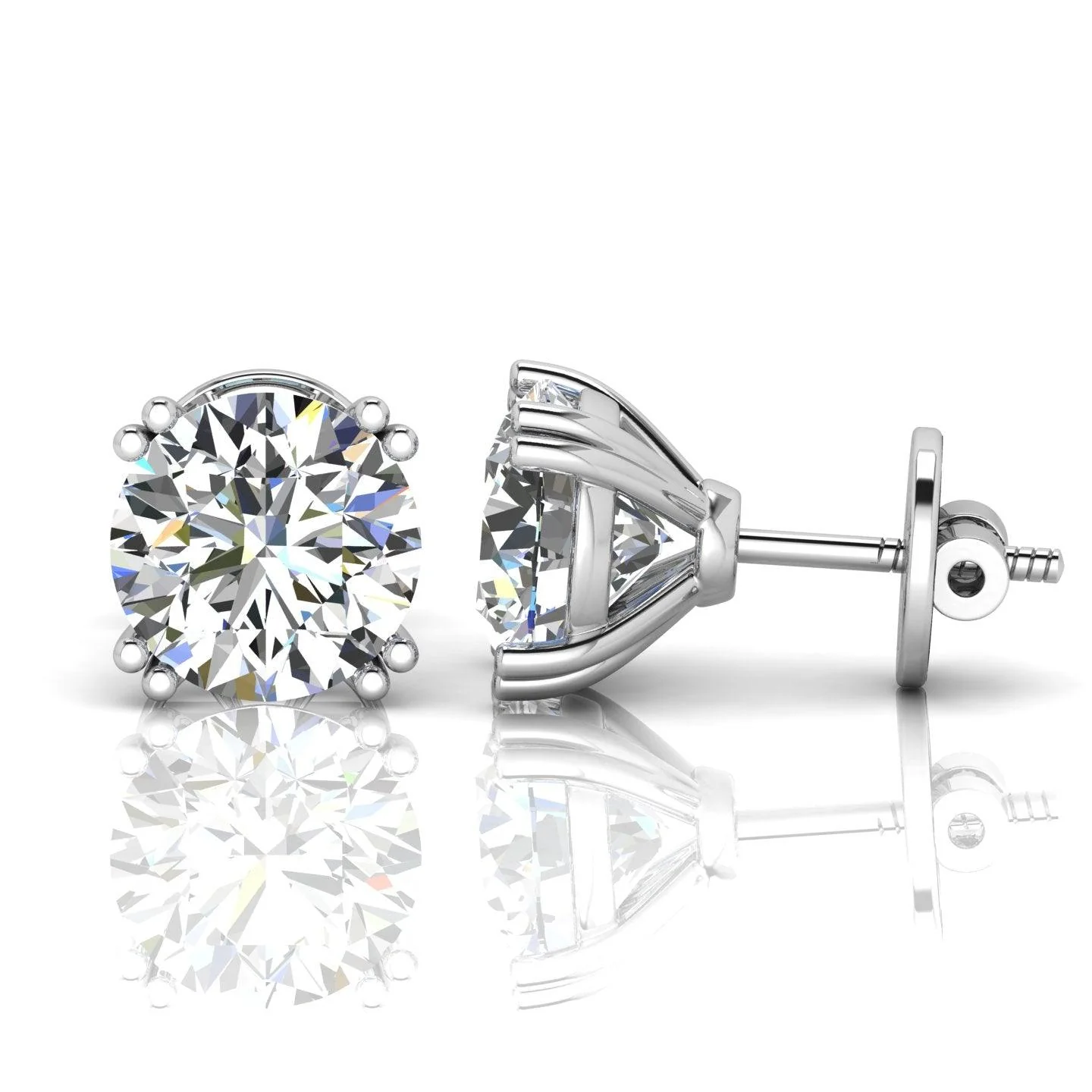 Certified D/VS 2.00Ct Double Prong Round Diamond Stud Earrings in 18k Gold / Platinum - Image 6