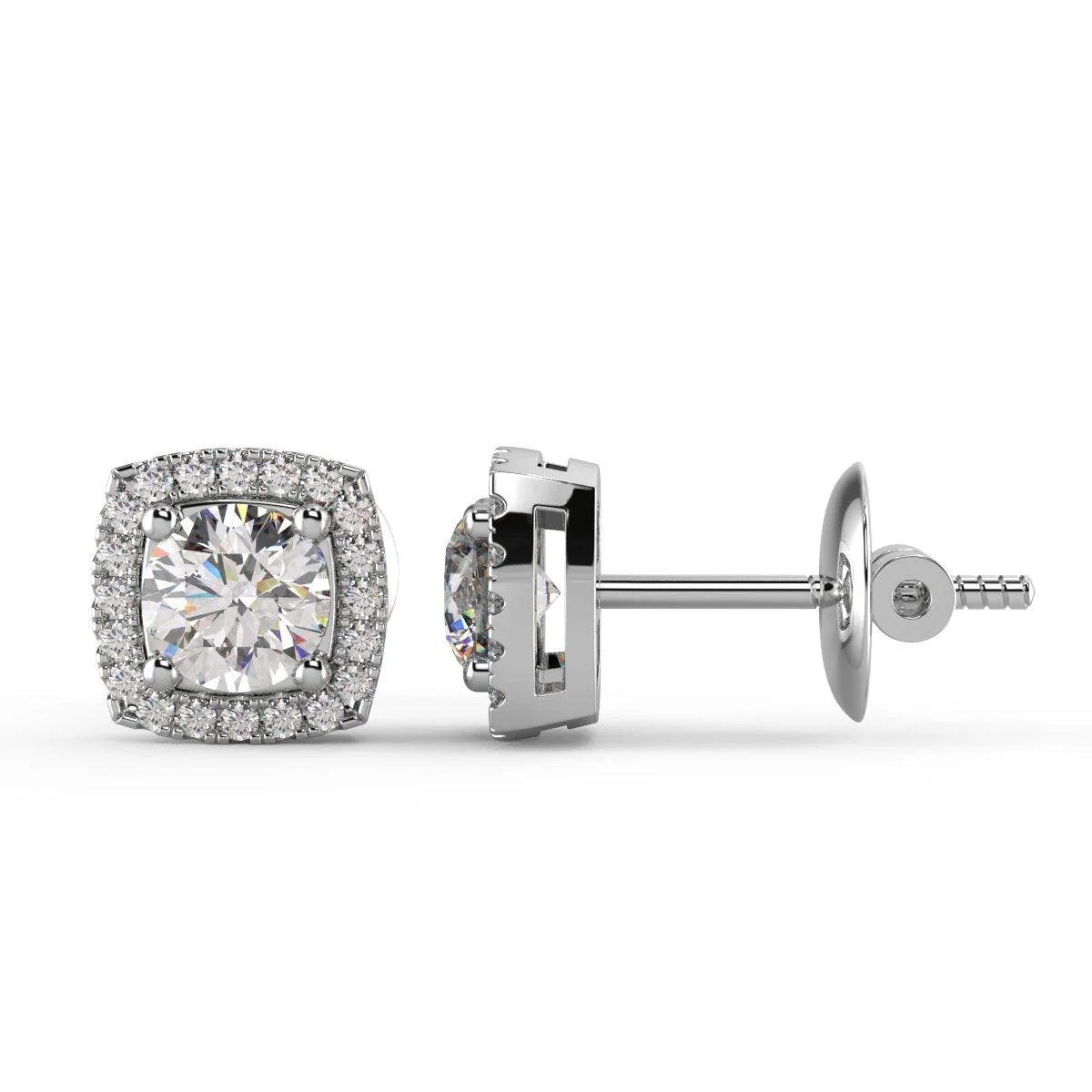 Certified 2.50Ct E/VS Round Lab Diamond Halo Stud Earrings Crafted in 18K White Gold - Image 2