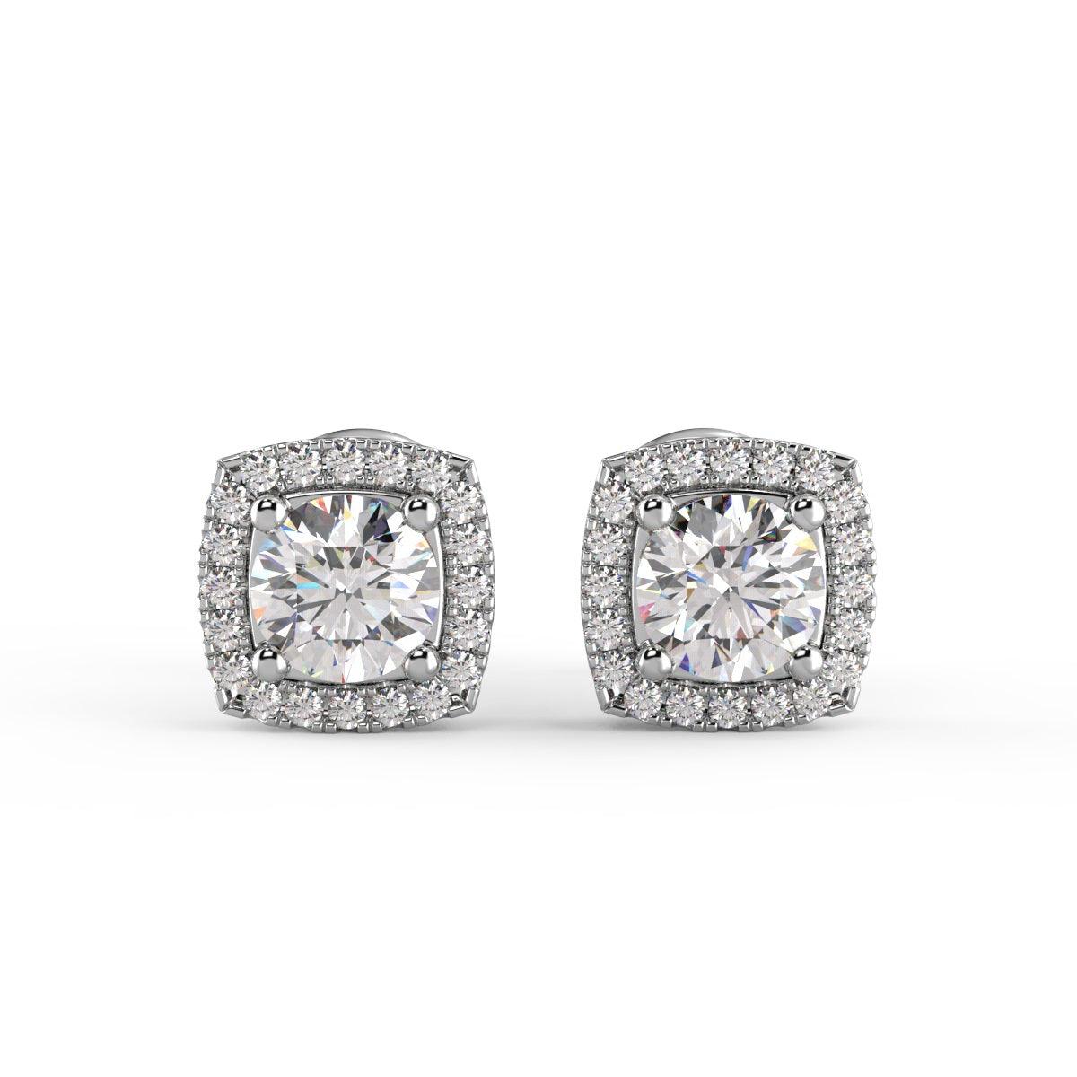 Certified 2.50Ct E/VS Round Lab Diamond Halo Stud Earrings Crafted in 18K White Gold - Image 3