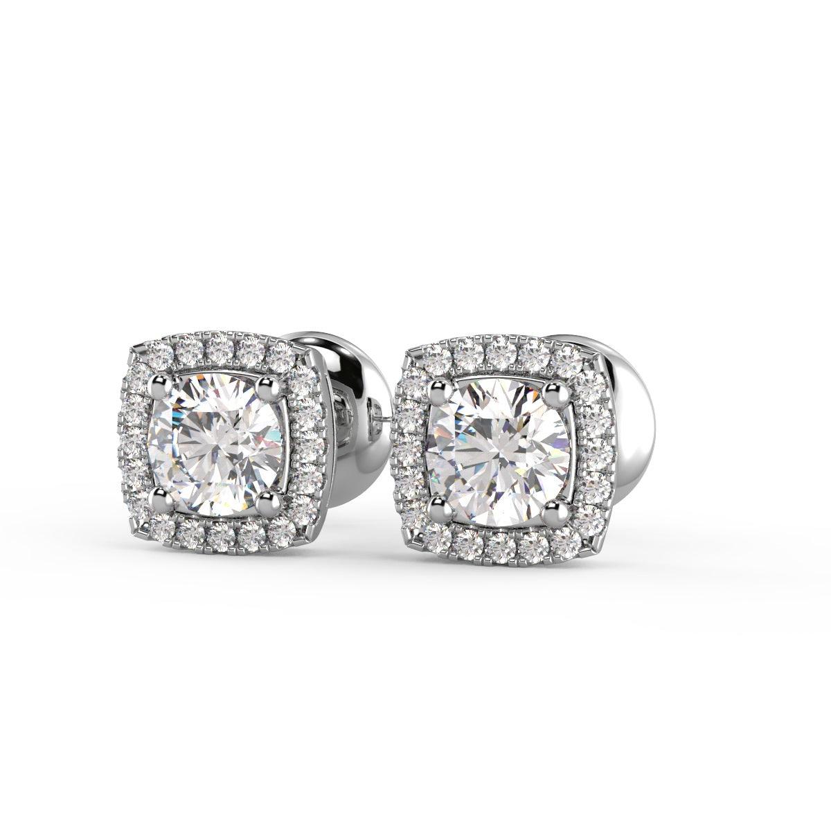 Certified 2.50Ct E/VS Round Lab Diamond Halo Stud Earrings Crafted in 18K White Gold - Image 4