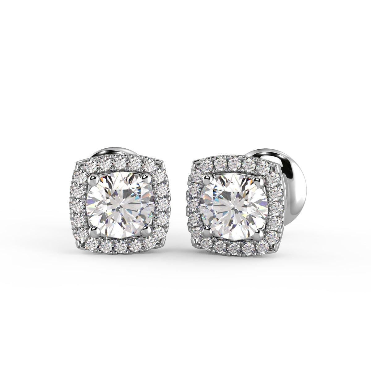 Certified 2.50Ct E/VS Round Lab Diamond Halo Stud Earrings Crafted in 18K White Gold - Image 5