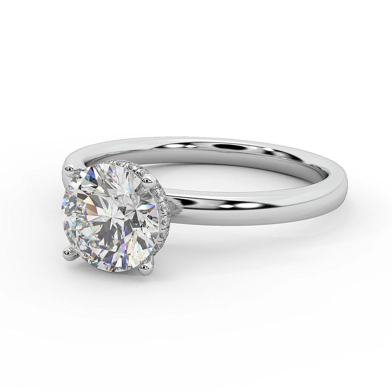D/VVS-VS Certified Round Diamond Hidden Halo Engagement Ring 0.80Ct - 1.50Ct - Image 4