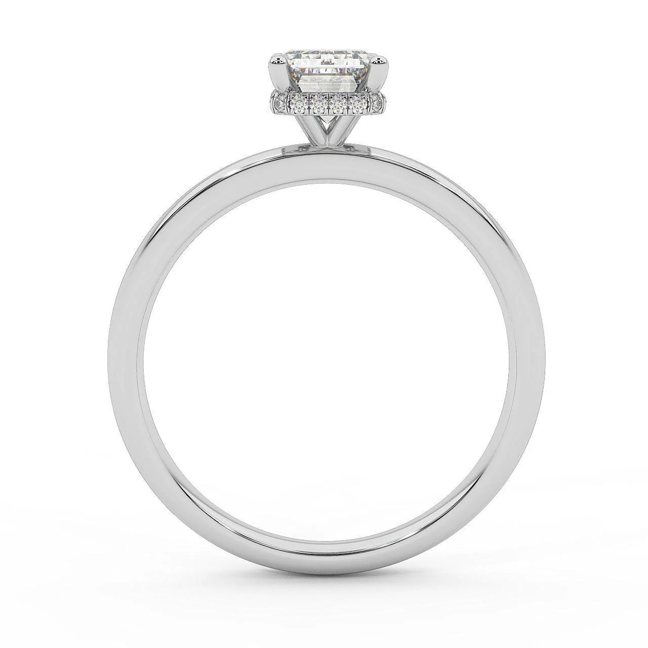 Certified Emerald Diamond Hidden Halo Engagement Ring - Image 3