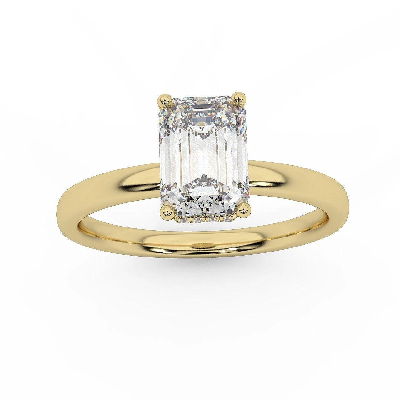 Certified Emerald Diamond Hidden Halo Engagement Ring - Image 6