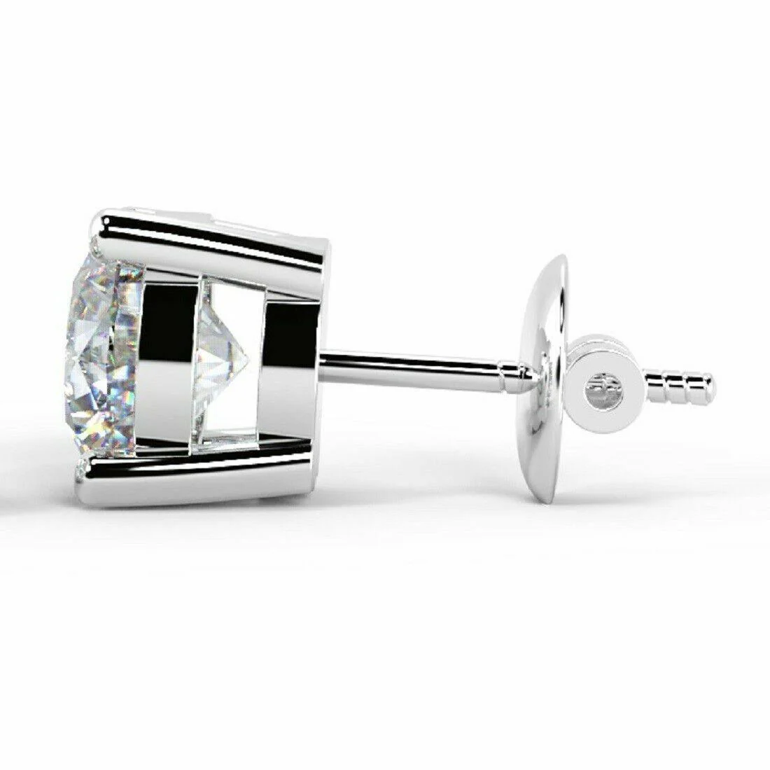 Certified Exceptional Quality D/VS 1.00Ct Round Diamond Single Stud Earring for Men's in 18k White Gold - Image 2