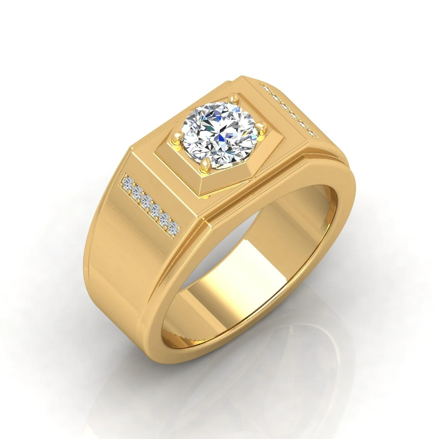 Certified F/VS 1.00Ct Round Diamond Solitaire With Accents Engagement Ring For Him - Image 2