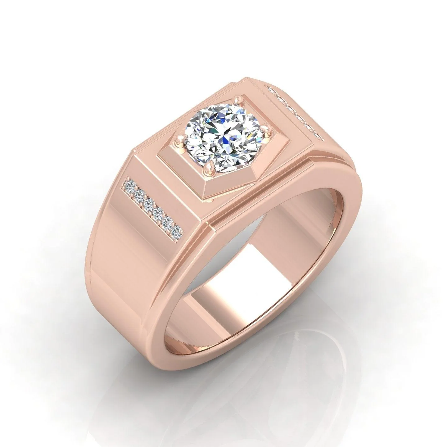 Certified F/VS 1.00Ct Round Diamond Solitaire With Accents Engagement Ring For Him - Image 3