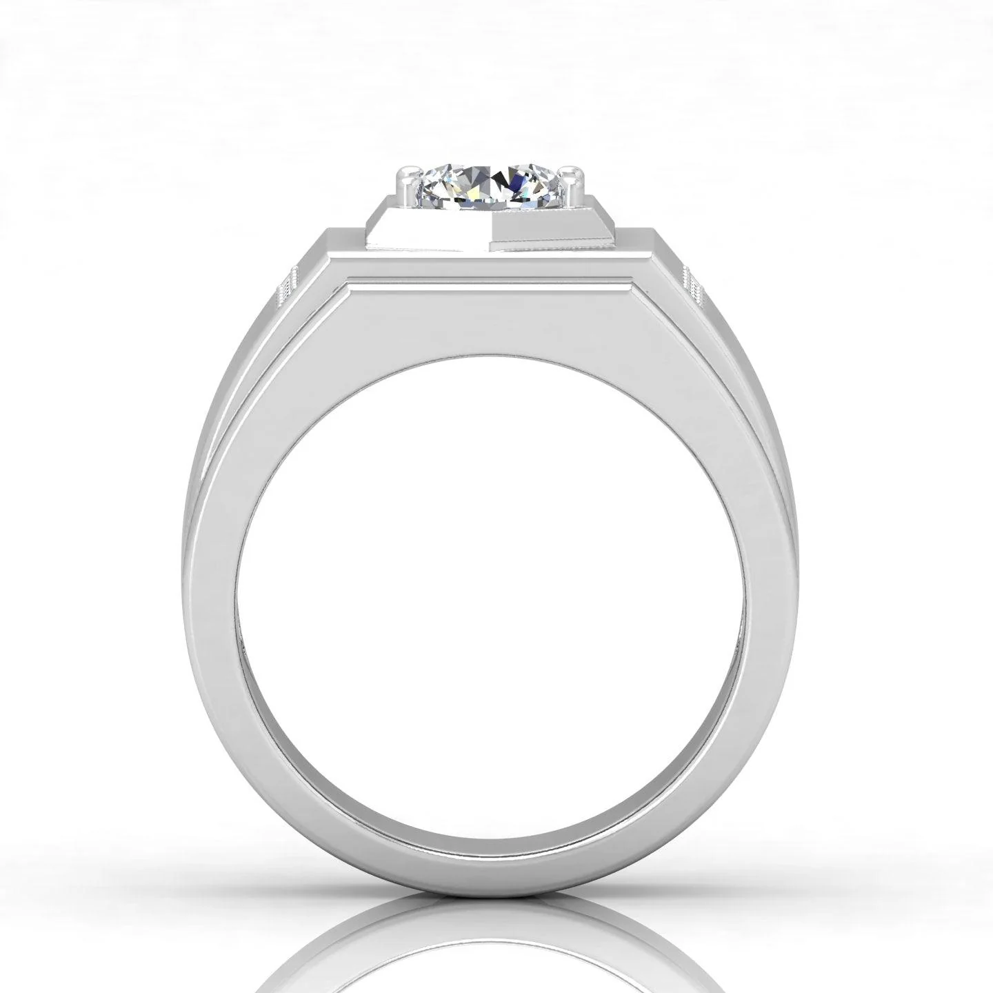 Certified F/VS 1.00Ct Round Diamond Solitaire With Accents Engagement Ring For Him - Image 6