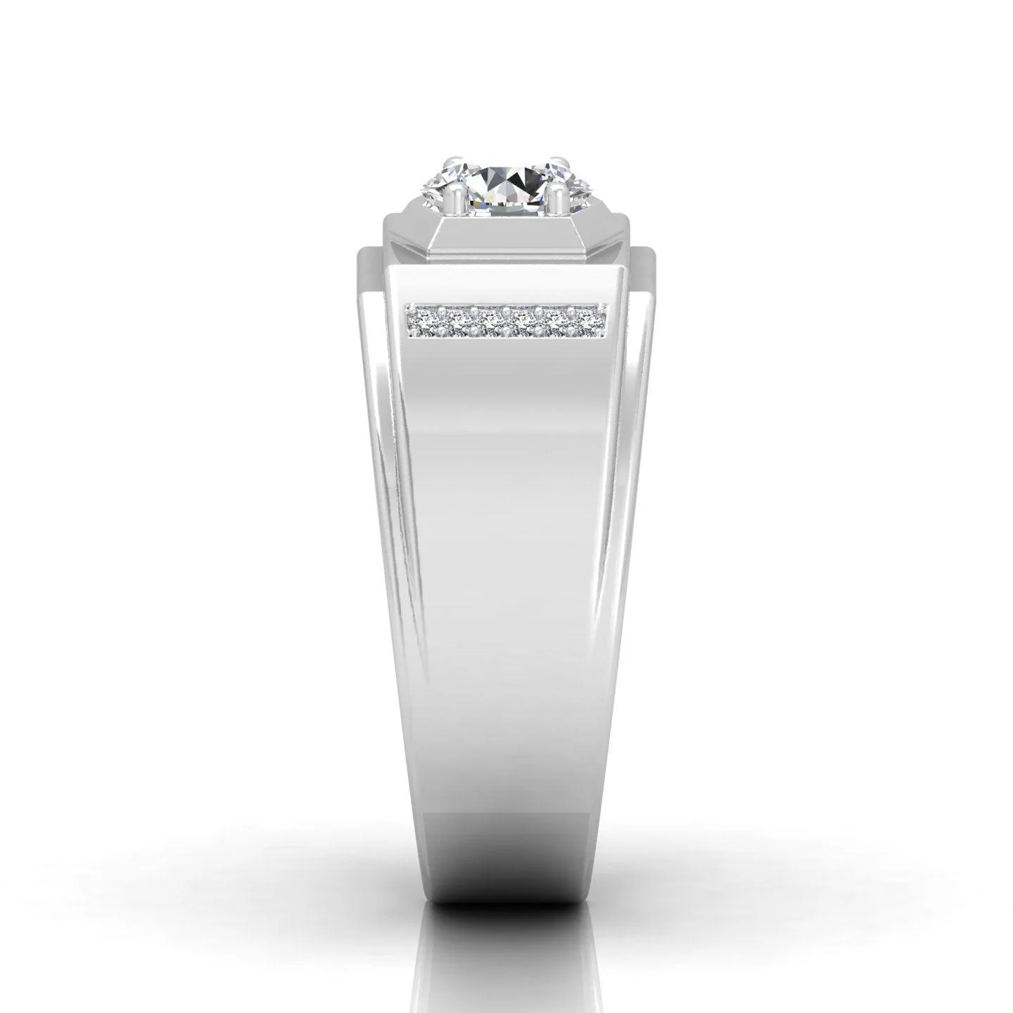 Certified F/VS 1.00Ct Round Diamond Solitaire With Accents Engagement Ring For Him - Image 7