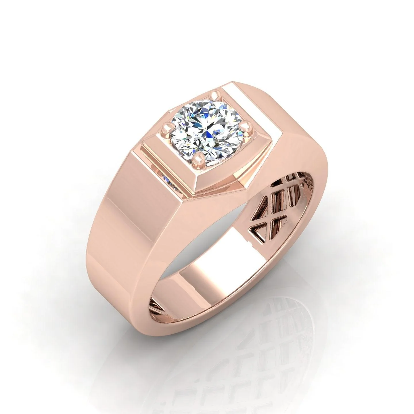 Certified F/VS Single Diamond Mens Solitaire Ring - Image 3