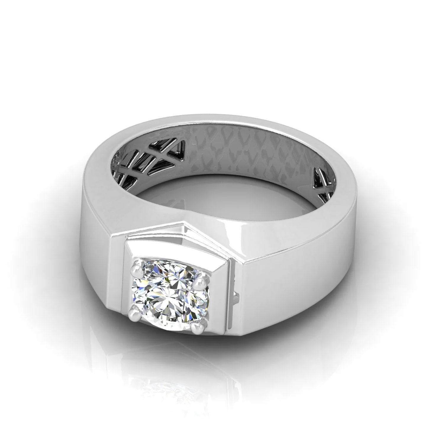 Certified F/VS Single Diamond Mens Solitaire Ring - Image 4