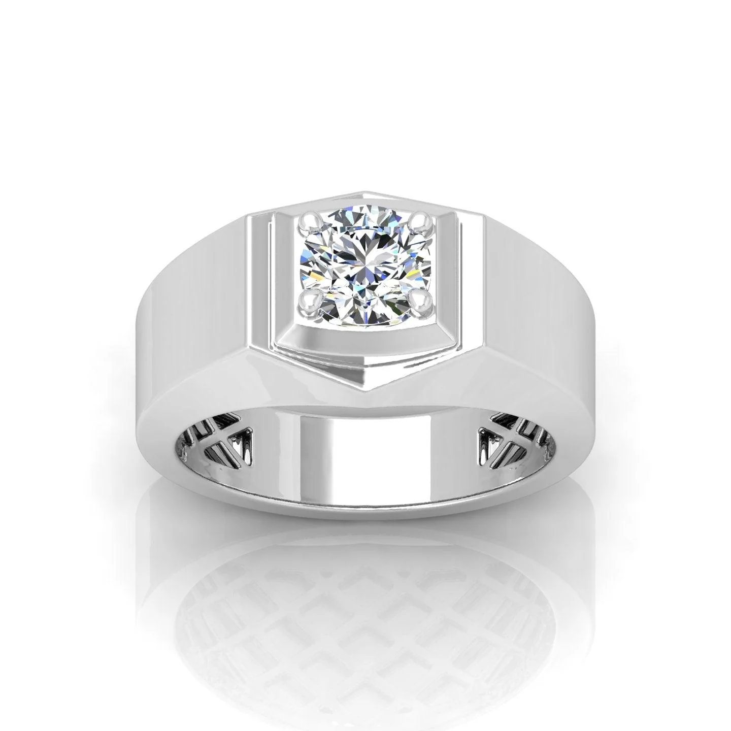 Certified F/VS Single Diamond Mens Solitaire Ring - Image 5
